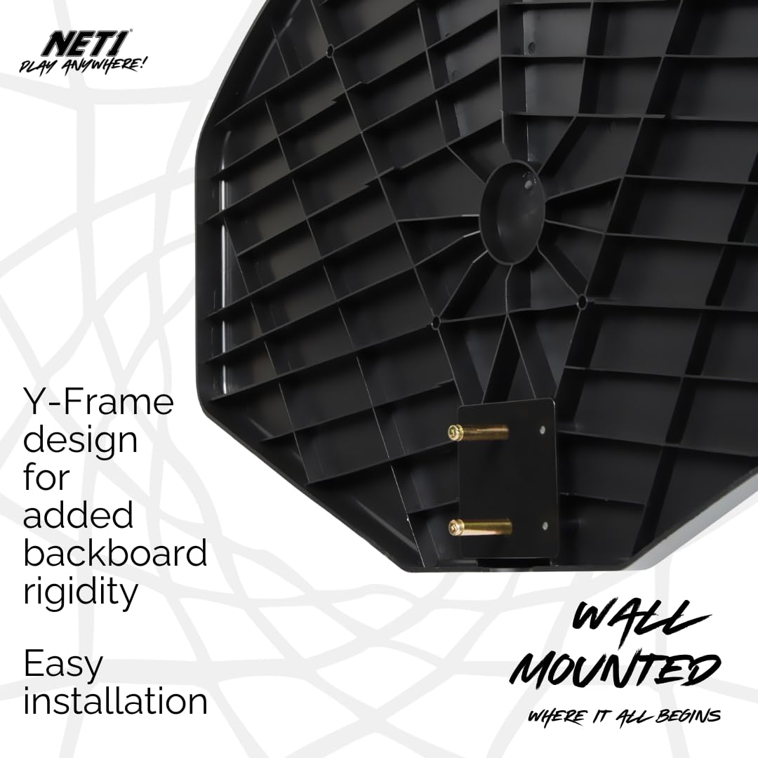 NET1 Premium Basketball-Rückwand & Netzsystem 38,1 cm massiver Stahlrahmen Wandmontage höhenverstellbar