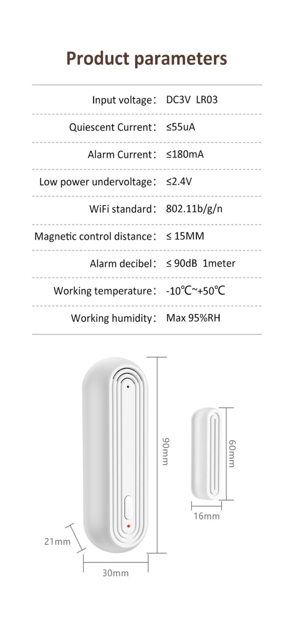 Alarma Inteligente, Alarma inteligente, Sensor de ventana puerta, Detector abierto y cerrado, sonido alarma 90DB