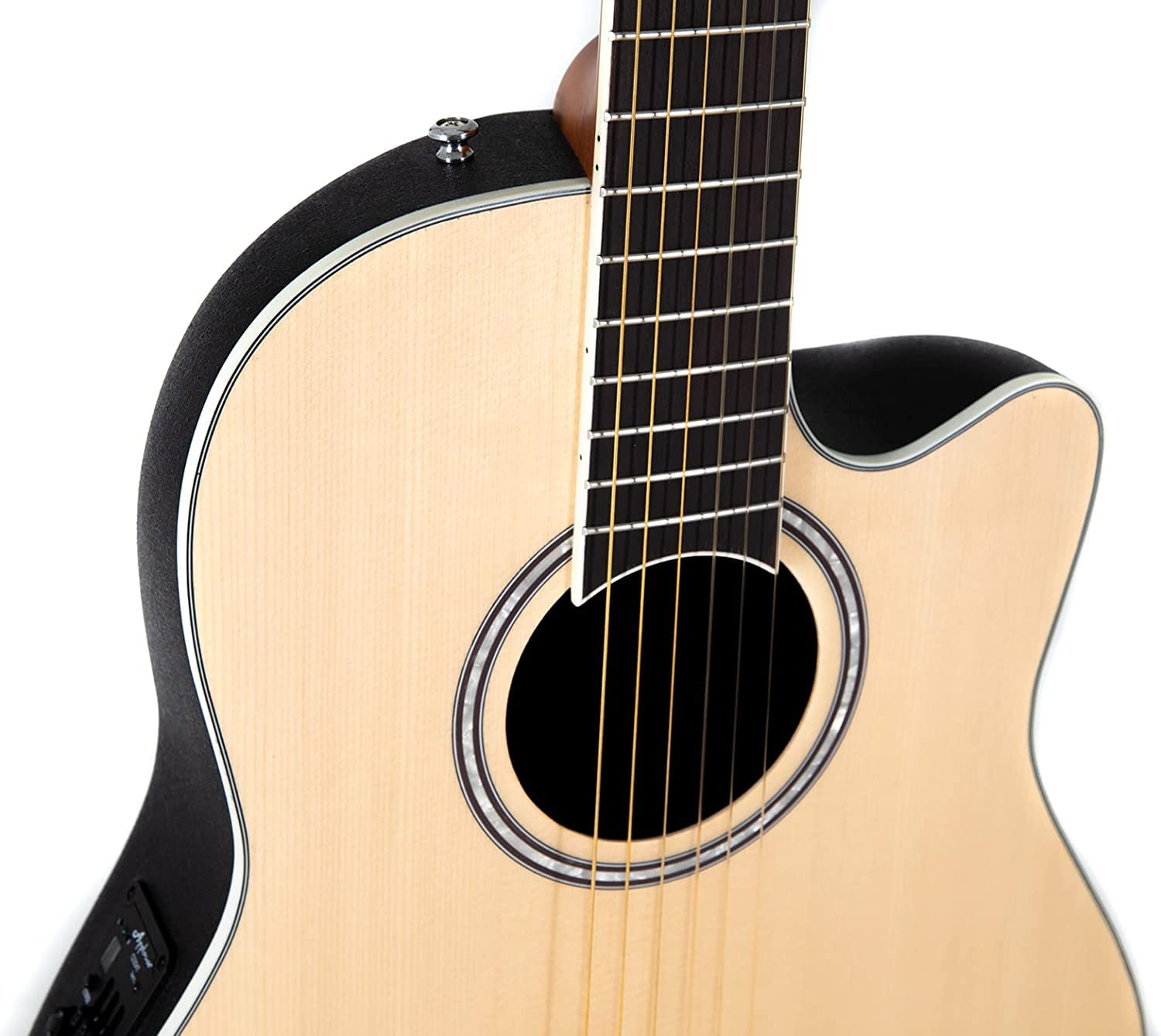Applause Classic Nylon E-Guitarra acústica de concierto - Traditional AB24C Mid Cutaway Nylon - Cuerpo Roundback Lyrachord mid-depth - Preamplificador AP3TP - Tapa de abeto - Natural Satin - AB24CS-4S