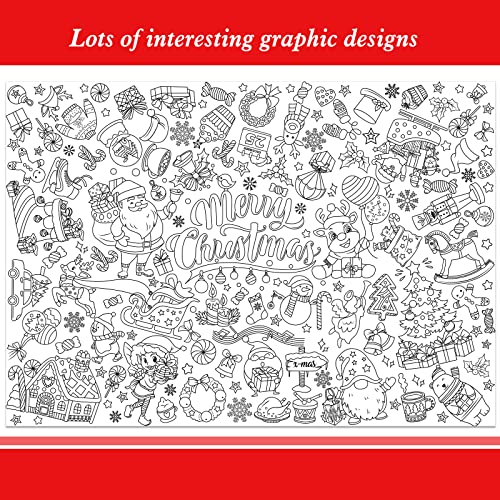 HOWAF Christmas Activity Pack Giant Colouring Poster for Kids Merry Christmas Coloring Books Santa Christmas Tree Christmas Table Cloth Colouring Paper for Boys Girls Xmas Decorations - Image 3