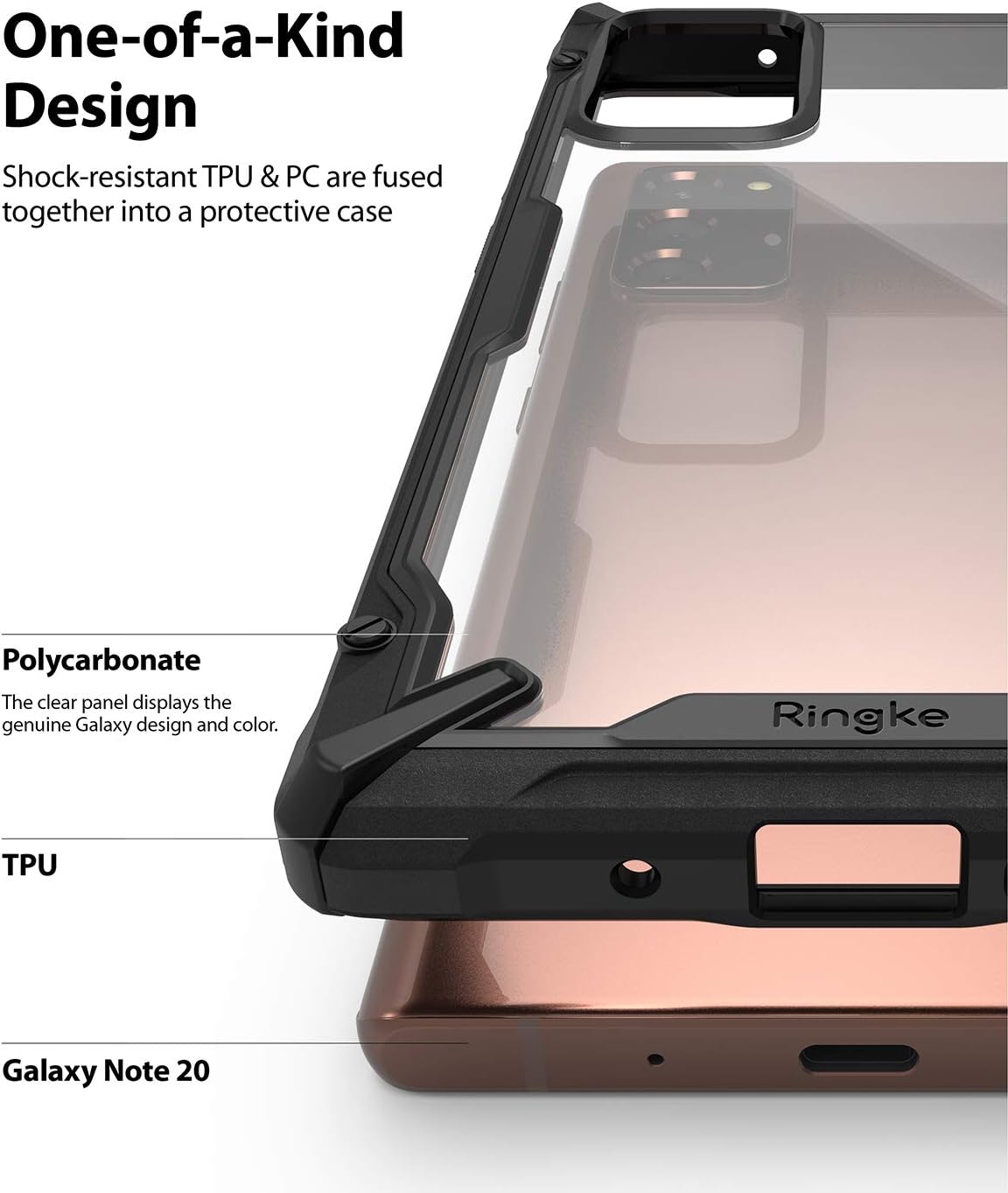 Ringke Fusion-X Compatible with Galaxy Note 20 Case 5G, Clear Back Heavy Duty Shockproof TPU Rugged Bumper Phone Cover (2020) - Black