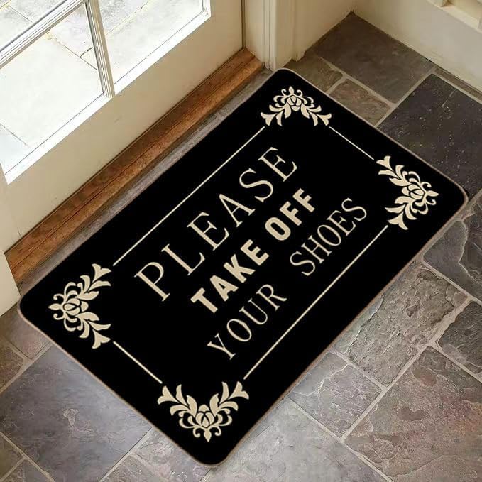 Please Take Off Your Shoes Mat Funny Welcome Mats (Black 1)-image-10