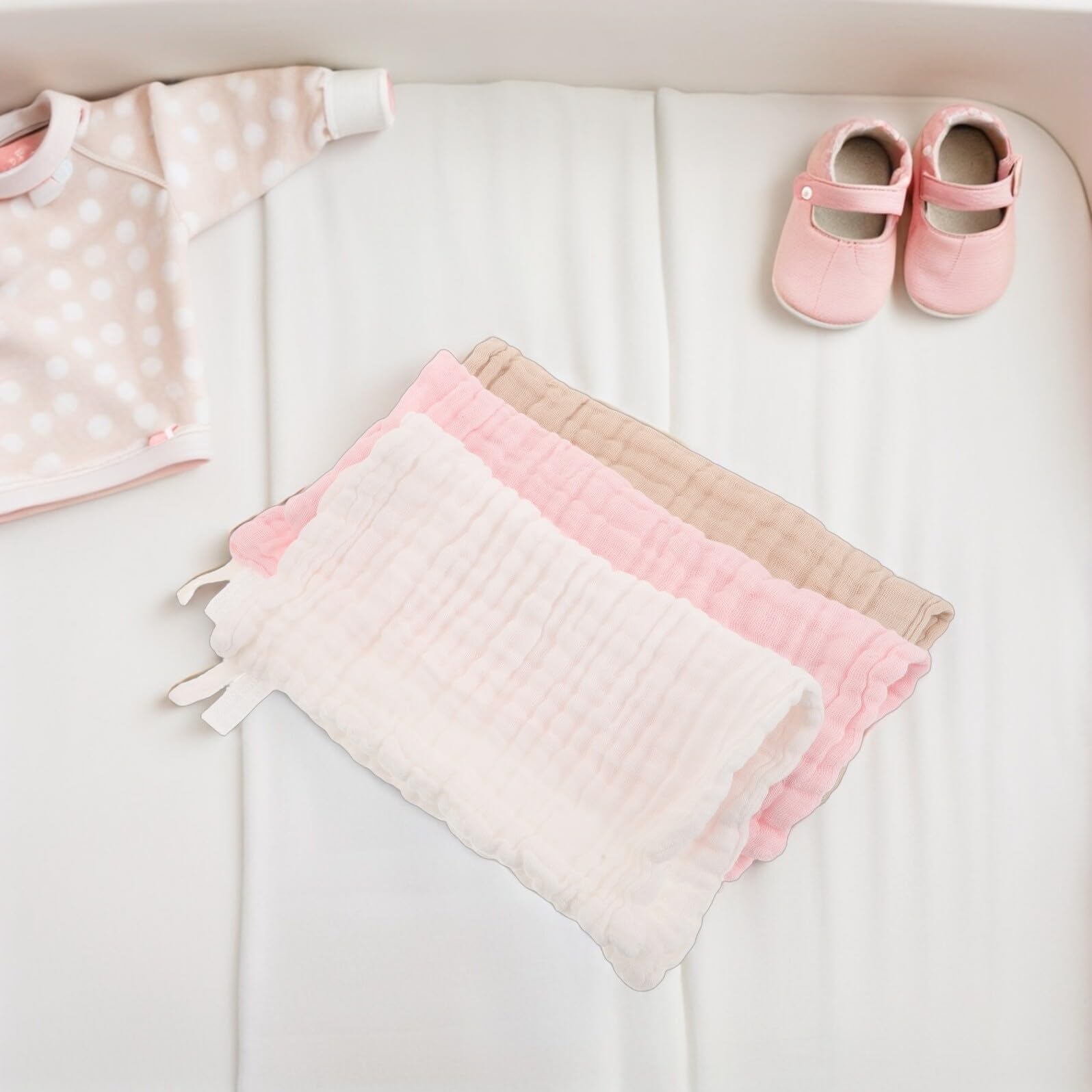 Outanaya 18 Pollici Asciugamani Bagno Cotone per Neonato a Sei Strati, Lavette Viso Morbide e Assorbenti 25x25 Cm, Pulizia Delicata e Lavabile in Lavatrice per Bath e Viaggi