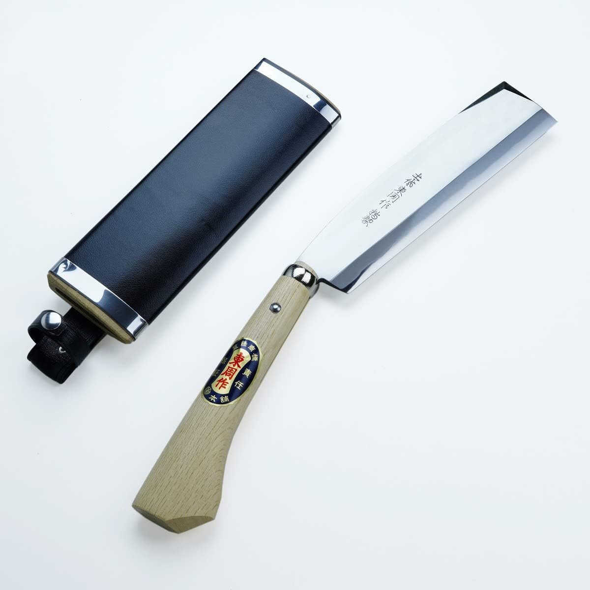 AZUMASYUSAKU Handmade Polished Hatchet 210mm with Original Case, Blade Edge : Shirogami Steel, Double Bevel