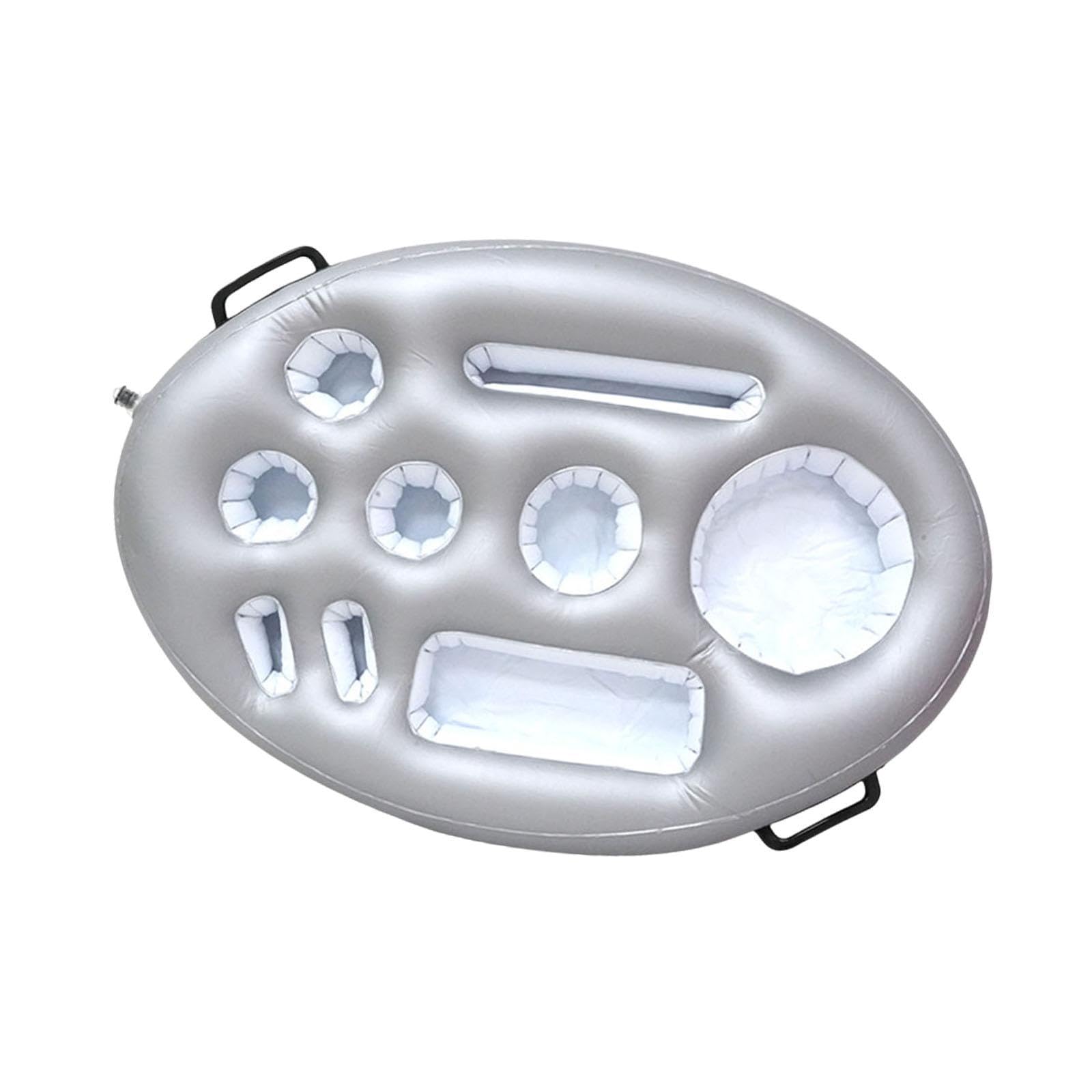 Almencla Porte-Boissons Flottant Gonflable, Plateau Buffet, Refroidisseur de Boissons en PVC, Porte-collations pour Bouteilles, Gobelets et Fruits, Idéal pour, Argent