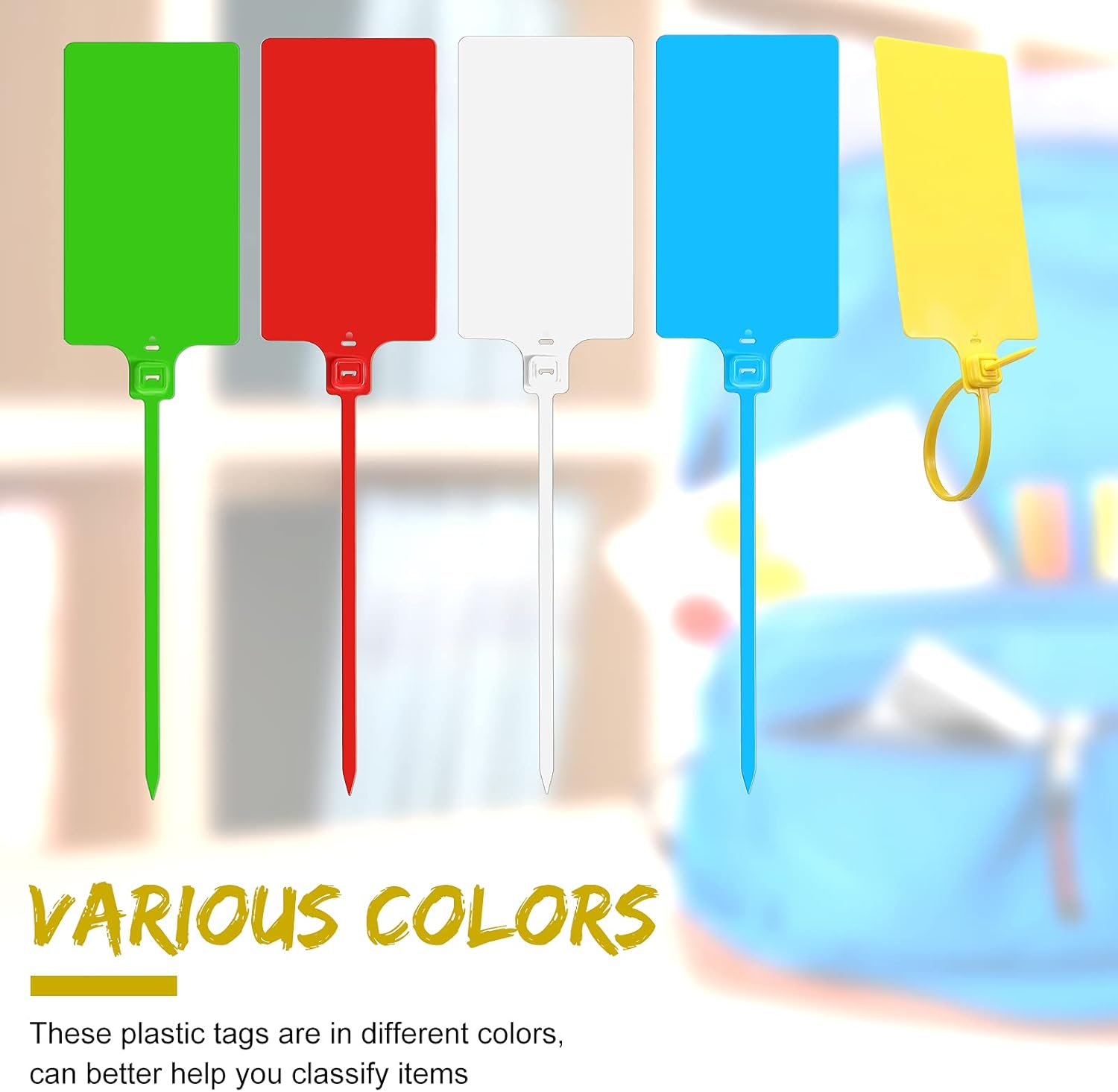 Pajean Waterproof Plastic Tags with Marker Pens and Sticker Labels, Self Locking Bag Writable Tags with Wire Cable Ties for Luggage(Multi Colors,50 Pieces) - Image 5