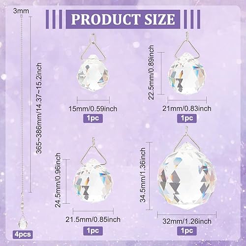 Miniatura 2 de BENECREAT 4 cadenas de cristal para ventilador de techo, de 14 pulgadas, con forma de lágrima de 14 pulgadas, extensor de cadena de cadena