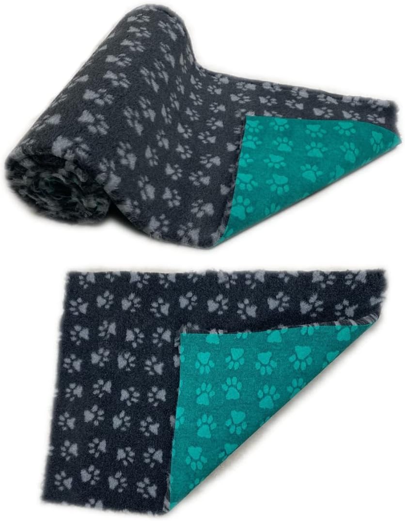 SoulPetCharcoal with Grey Paw Traditional Vet Bedding Whelping Fleece Dog Puppy Pro Bed Cut As Mats or Rolls Size: 100cm x 75cm