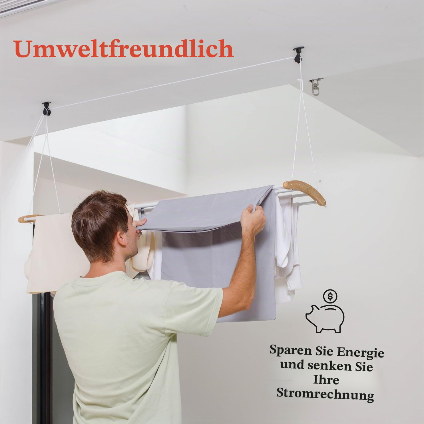 Home in Bold Deckenmontierter Wäscheständer für Wäsche, Platzsparend, Metall, Spannungsmontage, 21'' - 32''