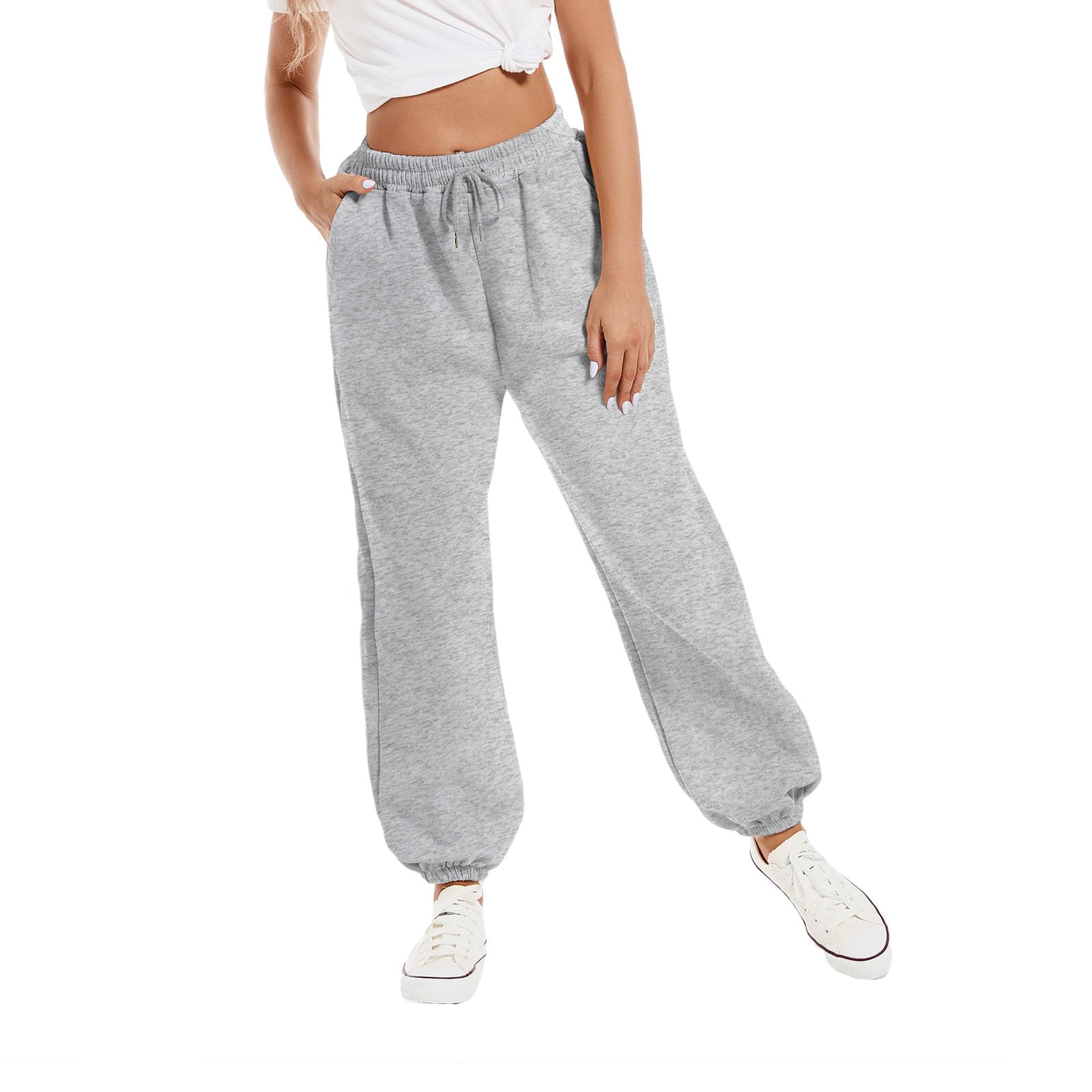 dockstreet Women Mid Rise Loose Baggy Fit Joggers/Loose Yoga Pants/Casual Extra Baggy Fit Lower Cotton 131Vva2-Bagyfitjogrlgrey 30