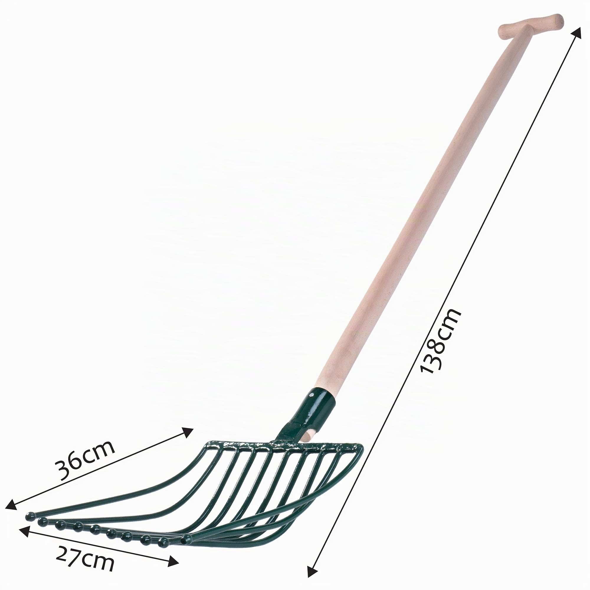 KADAX Kartoffelgabel, Forke, Heugabel, Spatengabel, Grabegabel, Mistgabel aus Stahl, Gabel für Kartoffeln, Garten, Drahtgabel mit 10 Zinken, Holzstiel, Gartengabel (T-Griff)