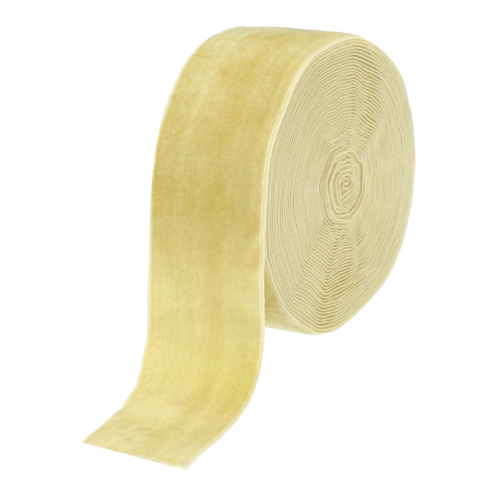 sourcing map Velvet Ribbon 2 Inch x 10 Yard Single Face Spool Silky Velvet Fabric for Bouquets DIY Crafts Gift Wrapping Wedding Party Light Khaki — image 1