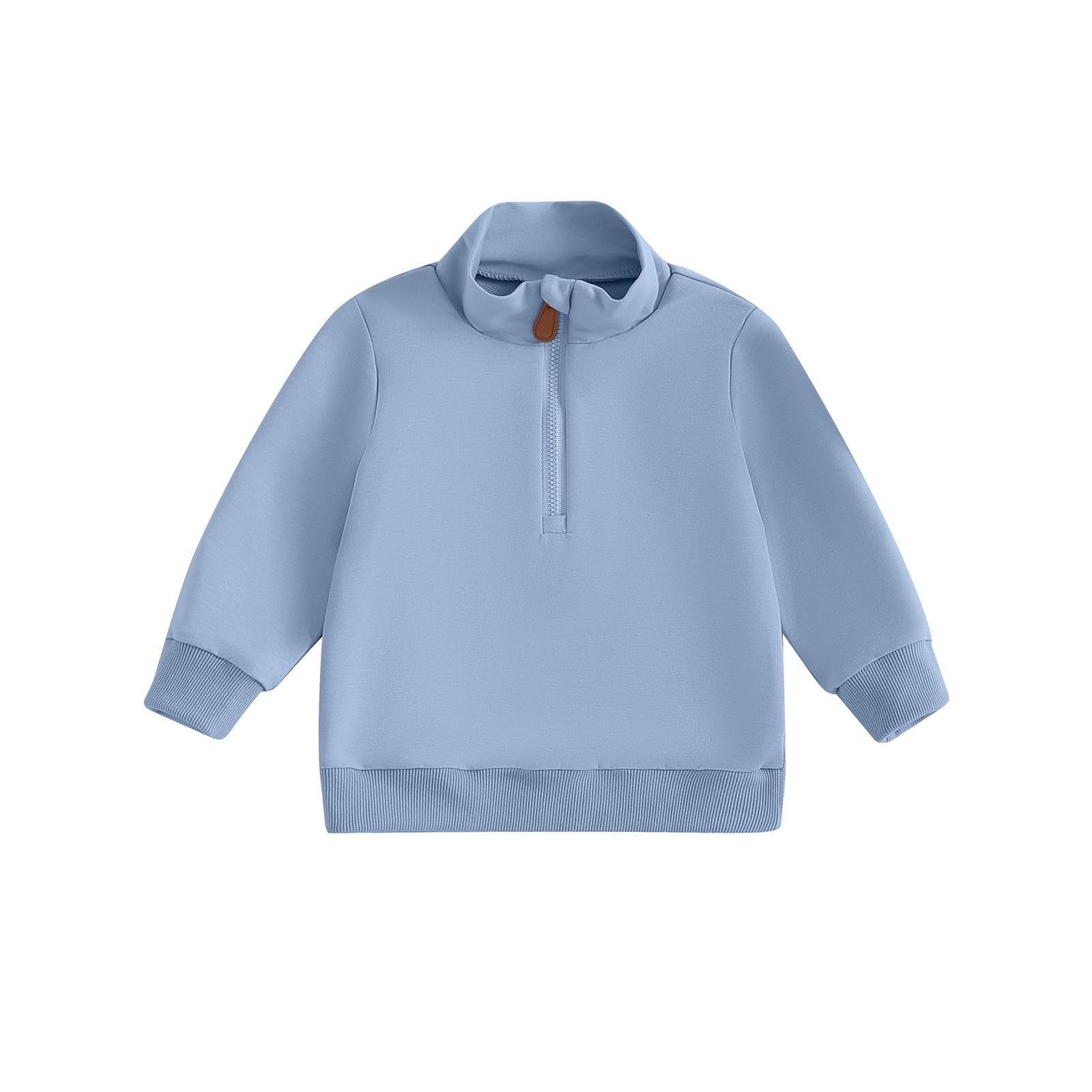 ZAXARRA Toddler Baby Boy Girl Sweatshirt Half Zipper Stand-up Neck Pullover Sweatshirt Tops Casual Fall Winter Clothes (Blue, 6-12 Months)