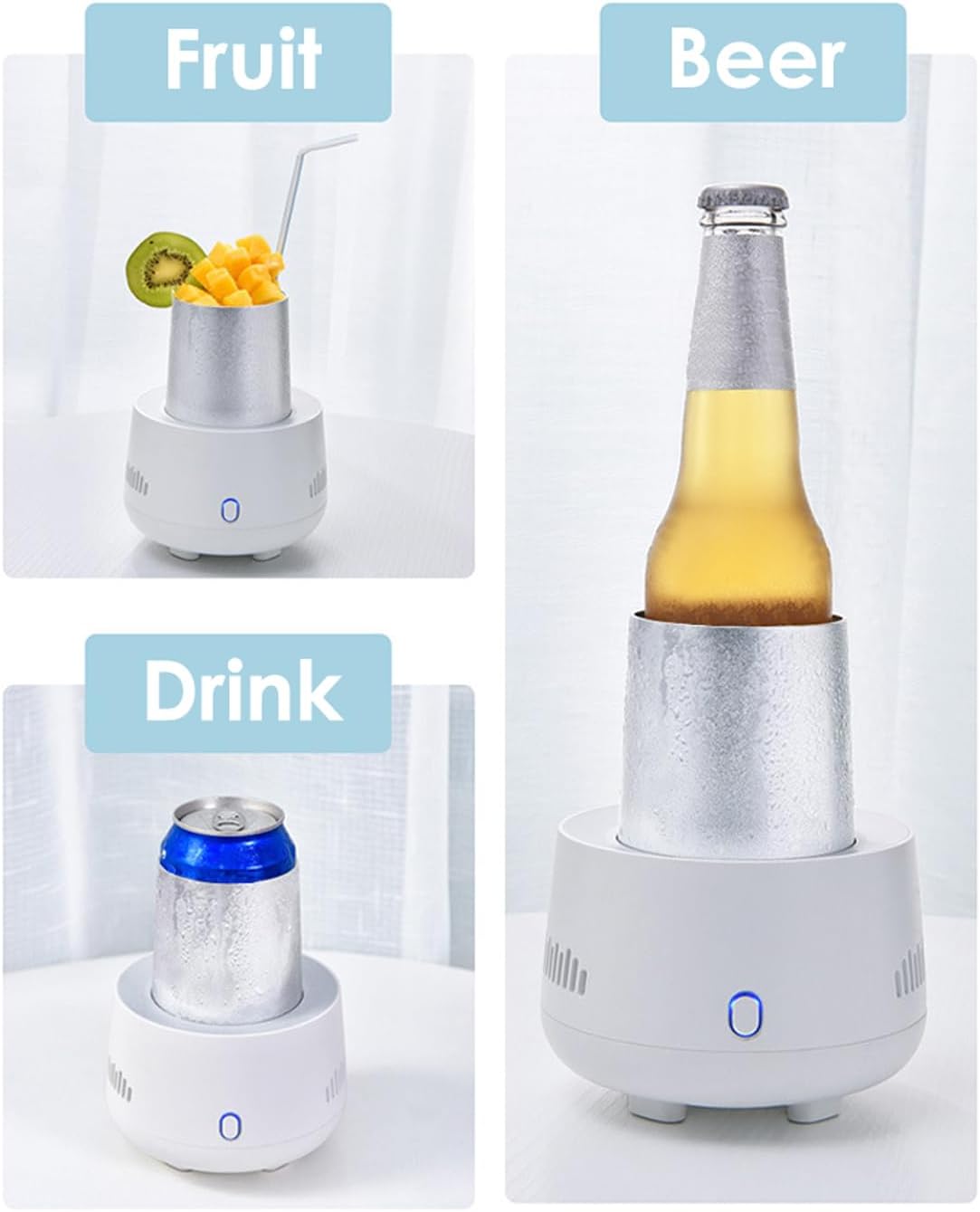 Portable Fast Cooling Cup | Electronic Refrigeration Cooler Mini Electric Cooler Cup, for Beer, Wine, Beverage, Drink, Water, Fruit
