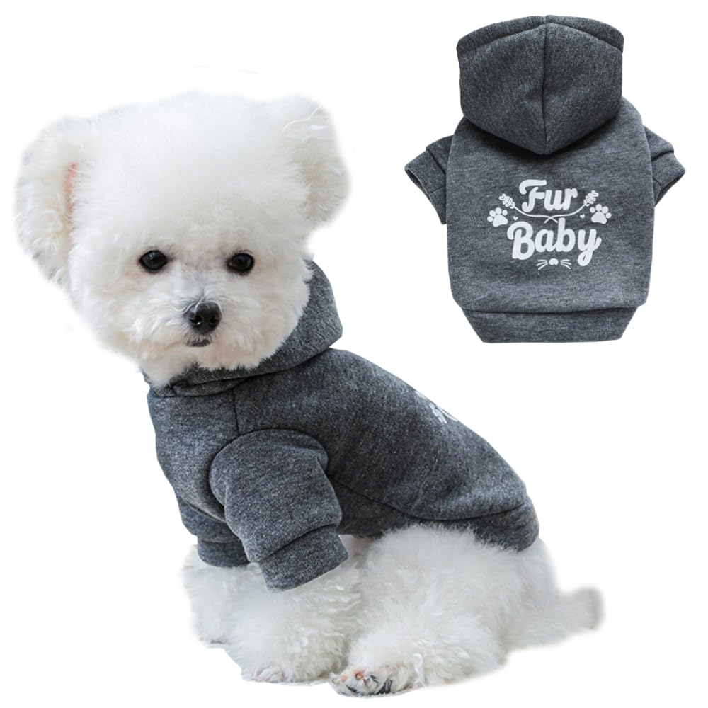 ANIAC Happy Dog Hoodies Fall Puppy Clothes for Small Dog Girl Boy Hooded Dog Sweatshirt Winter Cat Clothes Warm Pet Sweater Cold Weather Coat for