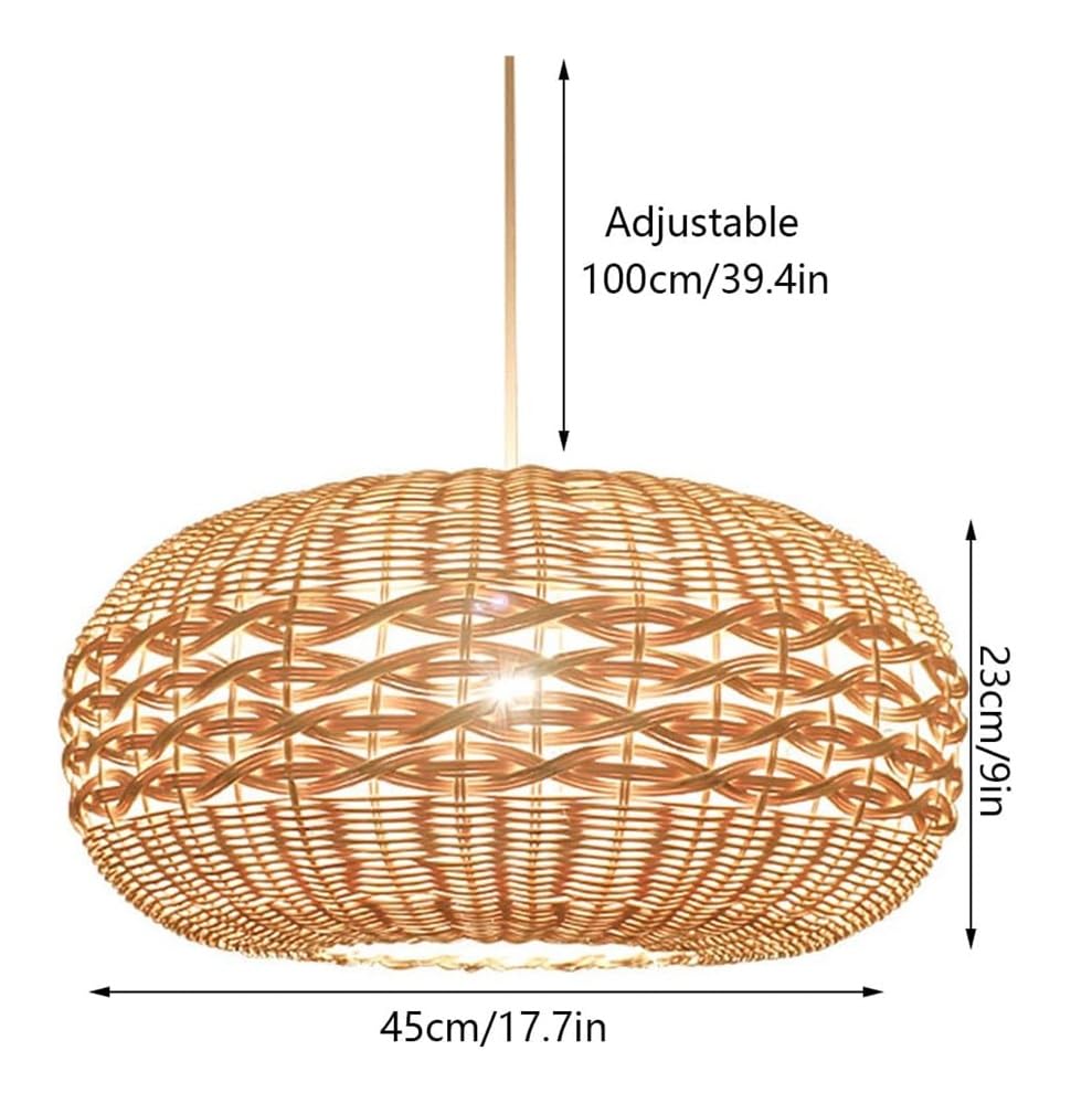 Antyczna lampa wisząca z lampą rattanową, żyrandol z naturalnego splotu, lampa wisząca z plecionki, lampa wisząca w stylu rustykalnym, pojedyncza głowica kompatybilna z jadalnią, s