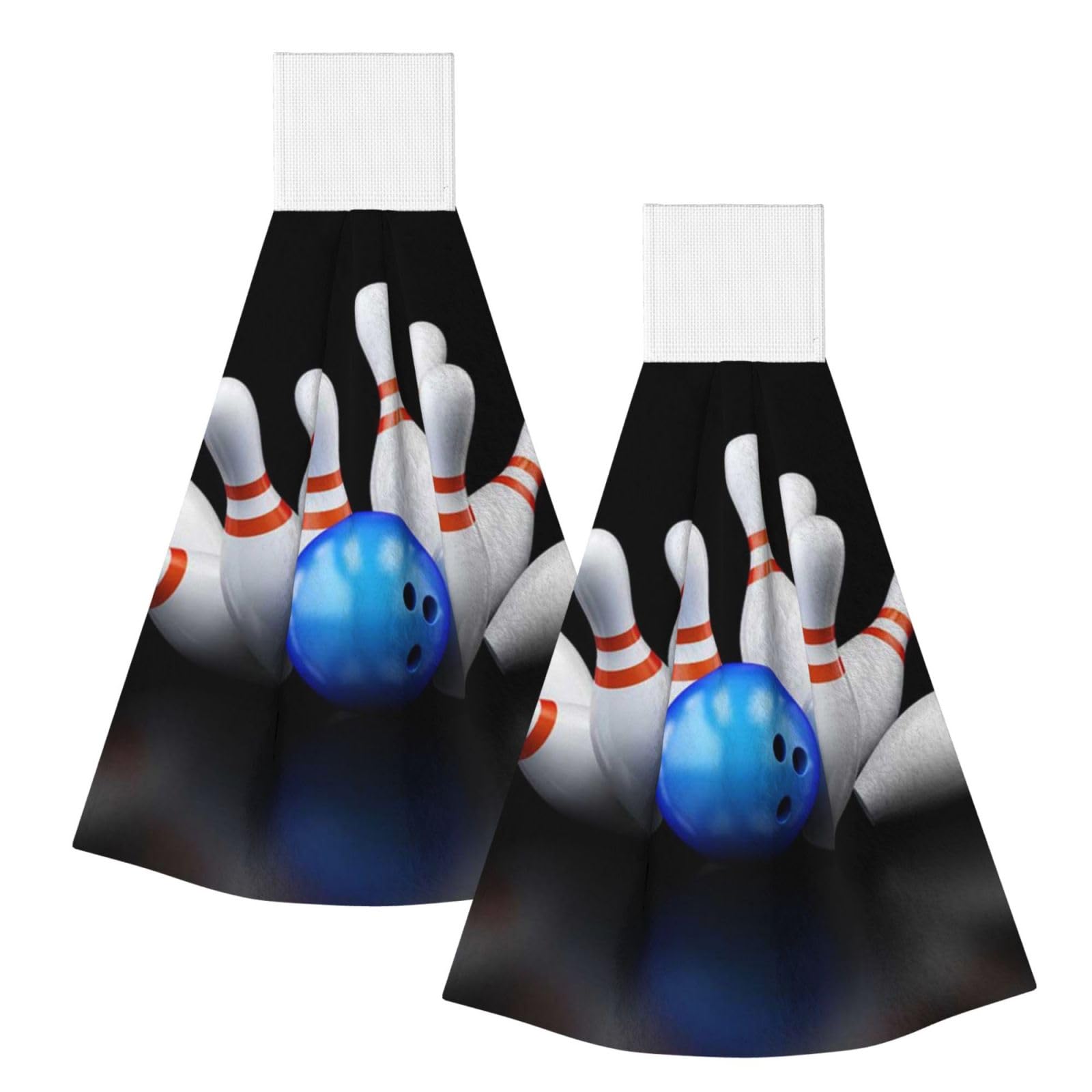 DOPKLNA Bowling Bottle Print, 2 Pcs Hanging Coral Fiber Hand Towels for Bathroom, Absorbent Kitchen Towels