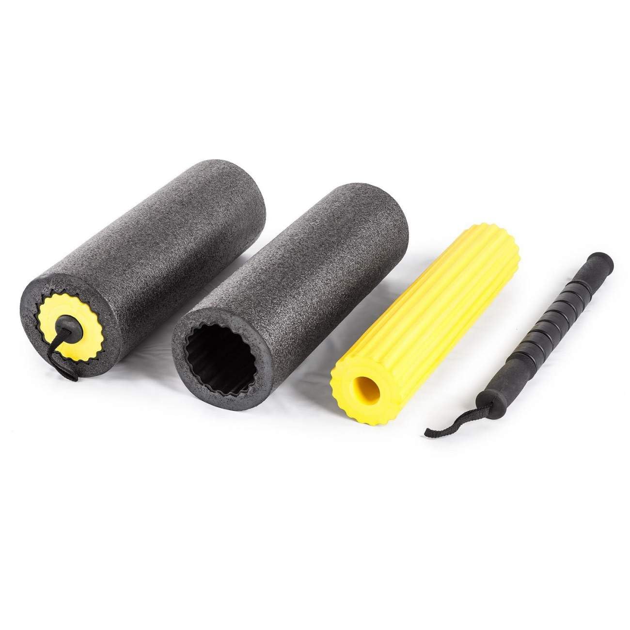 AMAYA SPORT Cilindro Masaje 3 en 1, Rodillo de Espuma para Masaje y Automasaje Fitness, Dolores Musculares, Fisioterapia, Foam Roller de Espuma fácil de Transportar, Dolor de Espalda