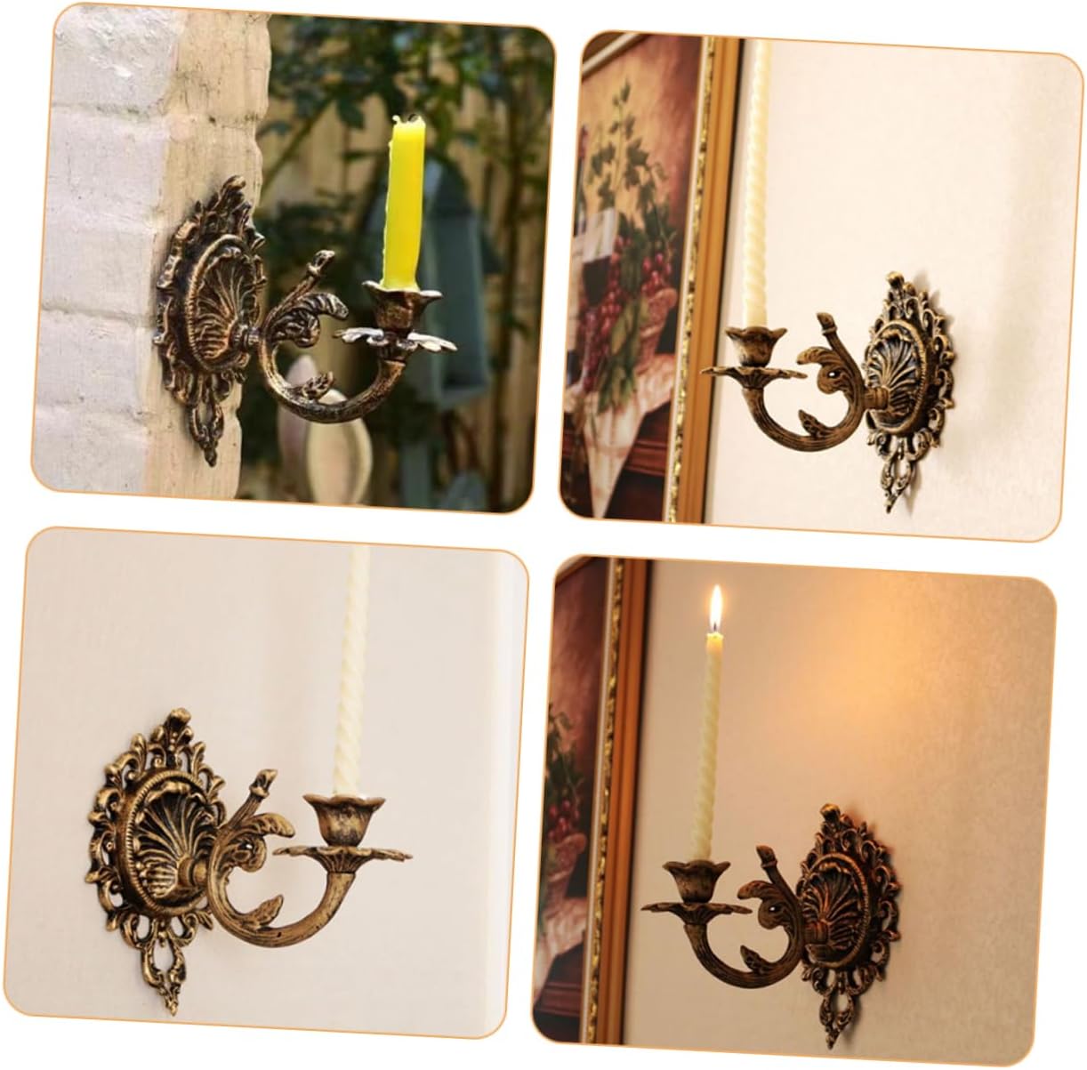 PRETYZOOM Rustic Cast Iron Wall Candlestick Elegant Decorative Holder Multifunctional Hanging Mount for Home Living Room Bedroom Dining Room