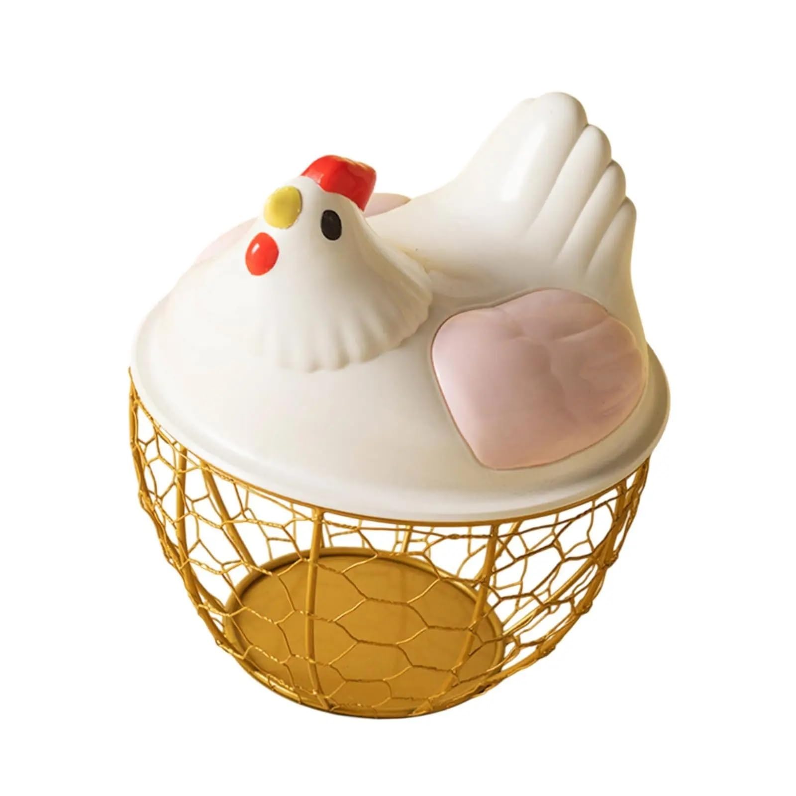 Yonmledo Pink Gold Chicken Egg Holder Metal Wire Basket For Storing Chicken Eggs, Portable Holder For Fresh Eggs(Pink Gold)