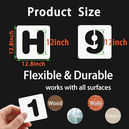 Miniatura 9 de BAMIDELE Plantillas de letras y números de 1 pulgada, 36 plantillas de pintura en aerosol de plástico reutilizables para pintar en madera, pared,