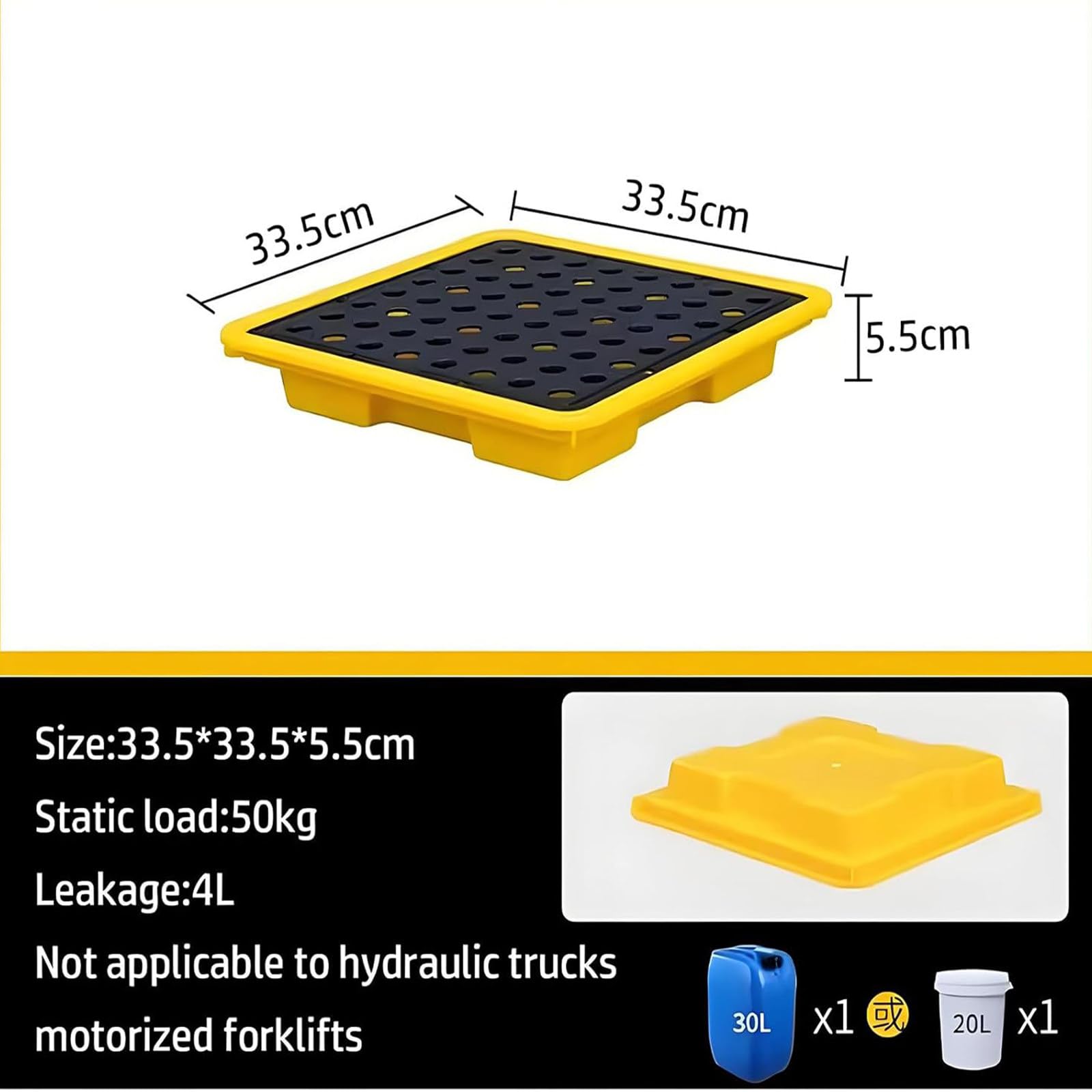 Générique Palette de rétention étanche pour fûts - Plateforme modulaire empilable avec Plateau antidérapant - Lot de 2 pour Un Stockage Industriel sécurisé et la Gestion des déversements