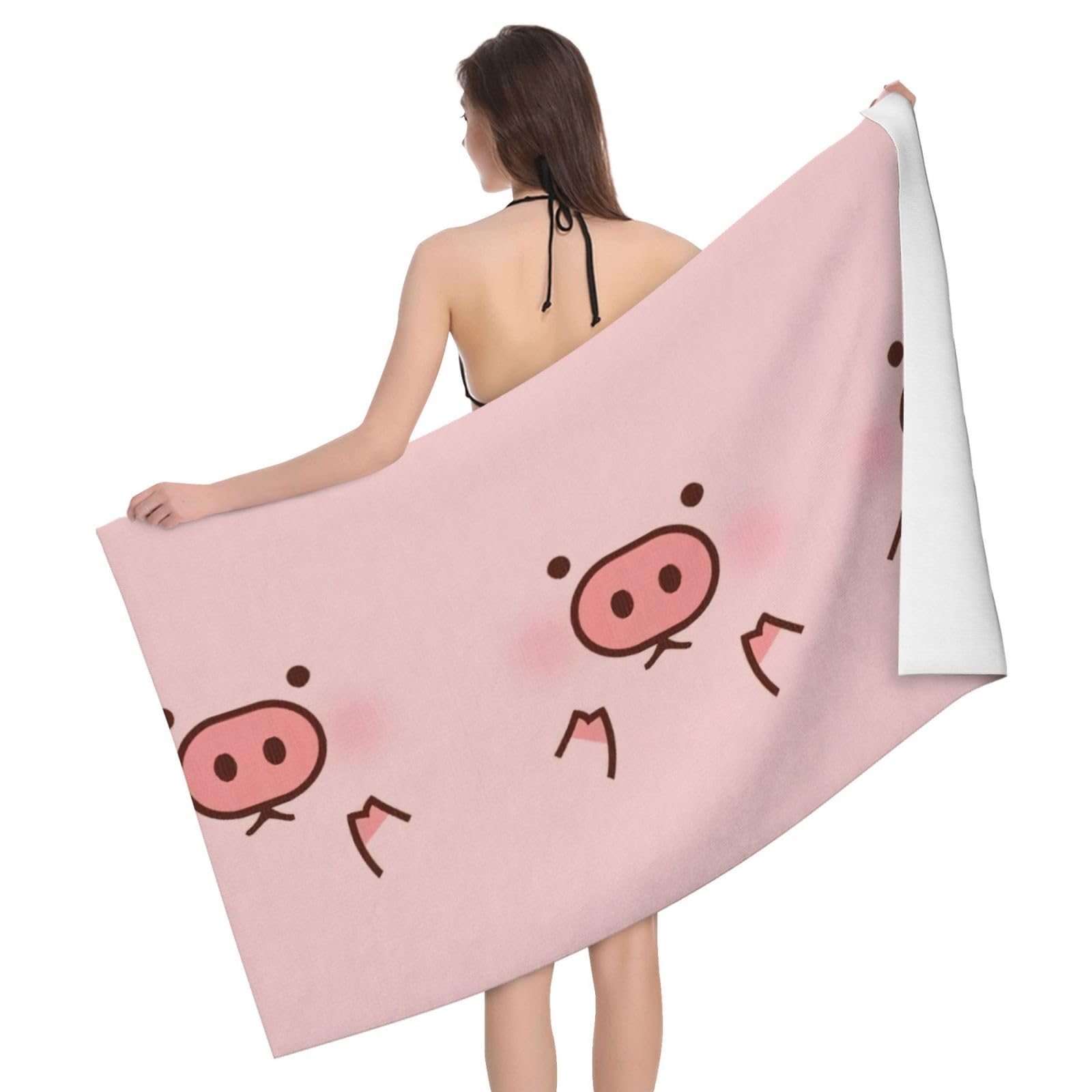 Serviette de bain microfibre motif cochon 81x132 cm douce