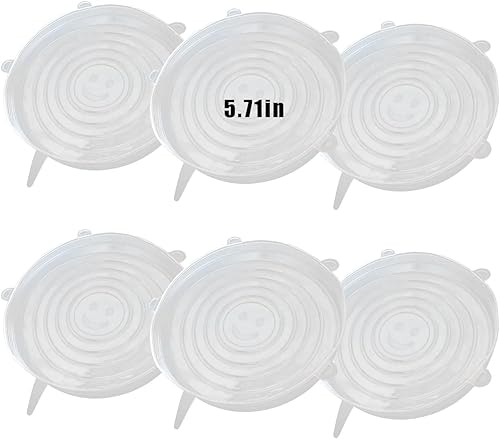 6 tapas elásticas de silicona, reutilizables y duraderas, fundas para contenedores de silicona para almacenamiento de alimentos, fundas expandibles,
