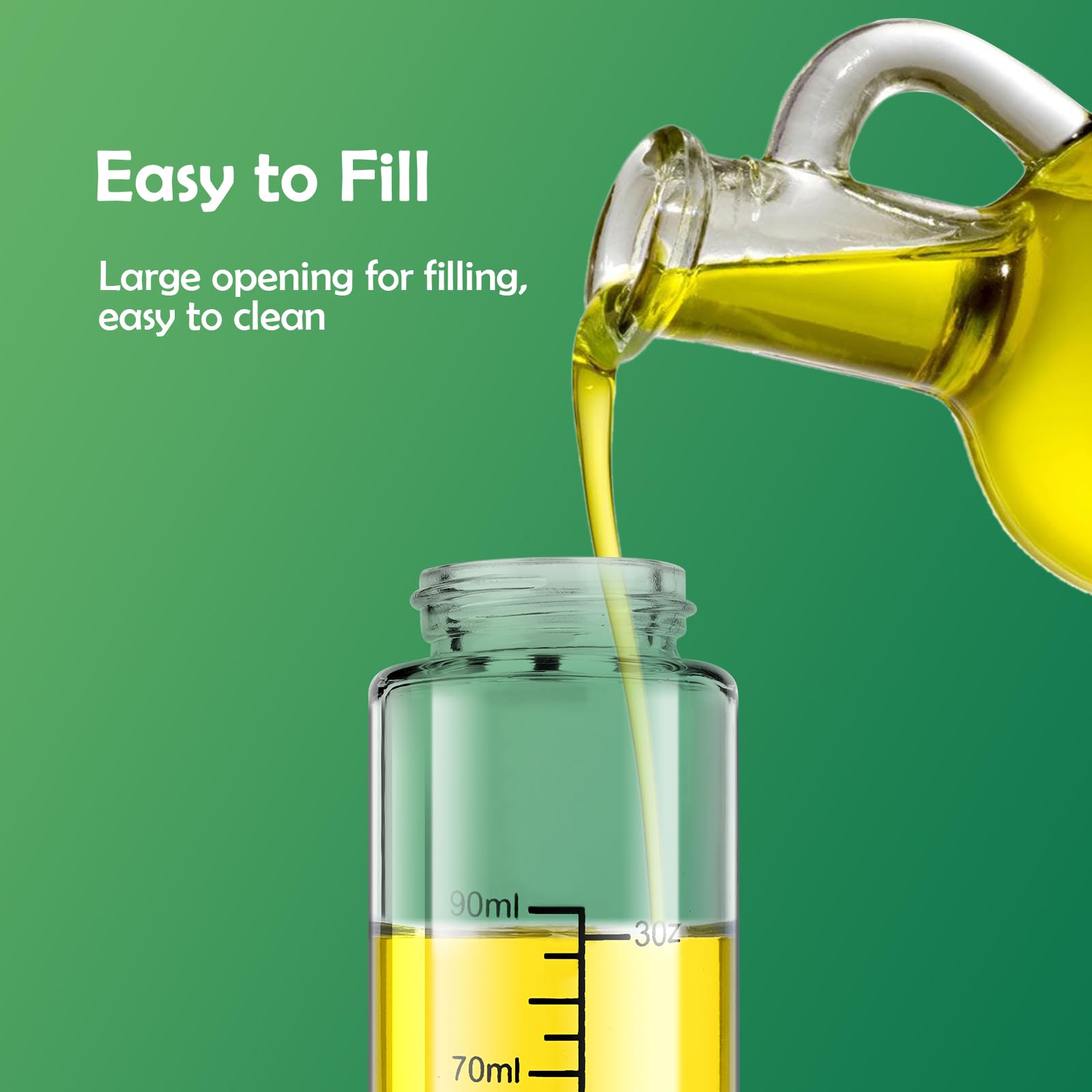 Byitin Spruzzino Olio per Friggitrice Aria 2 Pezzi, Spruzzatore Salvagoccia, 100 ml, Spray Nebulizzatore, Bocca Ampia Oliera da Cucina in Vetro