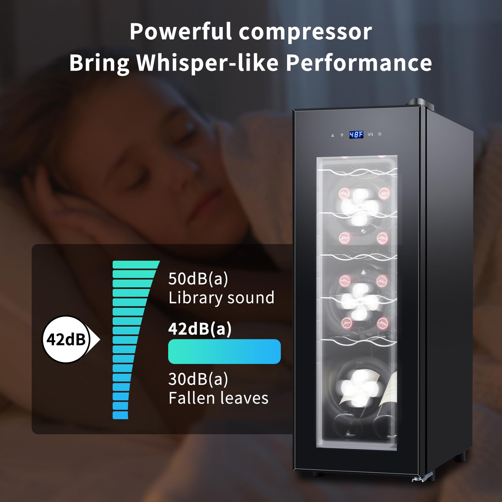 Vinecold 12 Bottle Black Wine Fridge,Freestanding Stainless Steel Small Wine Cooler For Red&White Wine,Wine Cooler Refrigerator 41°-64°F Digital Temperature Control Glass Door For Bar,Home Black on Fridge.com - View 5