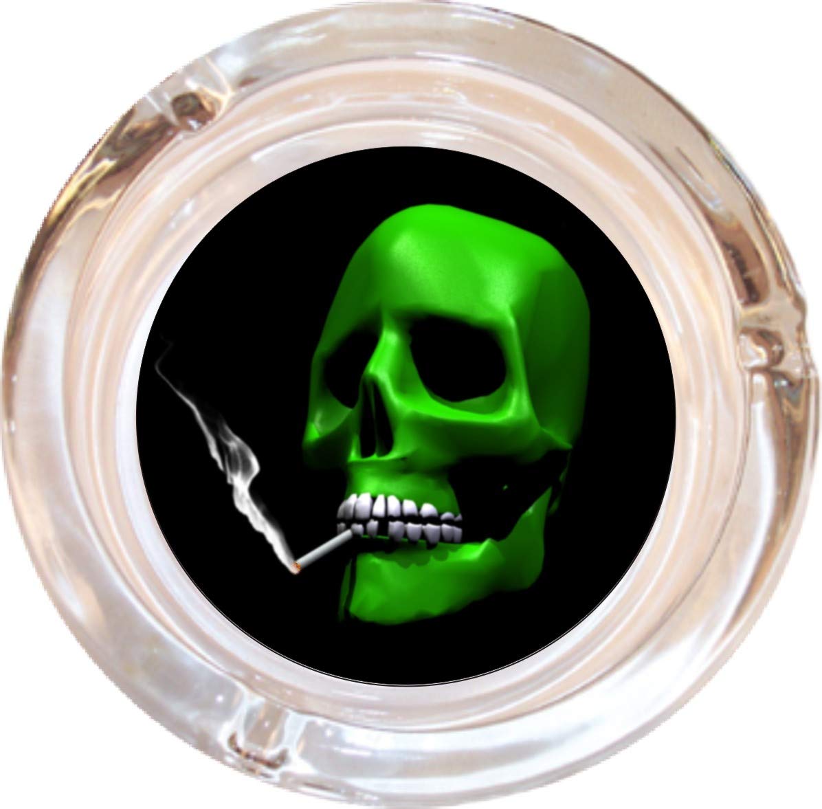 Buy Black Ball Corp. Smoking Skull Glass Ashtray 4" Round Online at