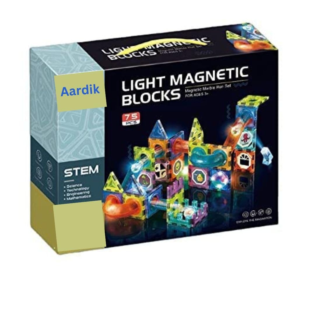 Aardik Kids Light Magnetic Tiles- Building Blocks for Kids 3D STEAM Educational Toys, Magnetic Marble Run/Toys for Kids Age 3 +Year Old Boys Girls Creative Gift (75 pcs, Multicolor) (B0CWR474L8) Amazon Price History, Amazon Price Tracker