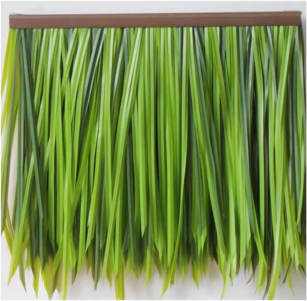 Plastic Wool Grass Artificial Straw Fake Thatch Farm Wooden House Pavilion Decoration Artificial Thatch Tile Roof Flame Retardant Palm Thatch(Yellow c,4pcs)