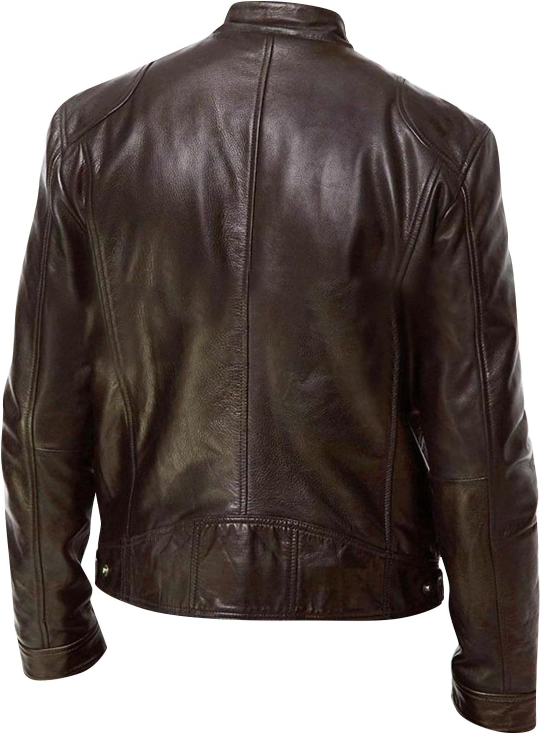 Men'S Leather Jacket Fashion Men Autumn Winter Warm Casual Leather Zipper Long Sleeve Jacket Coat