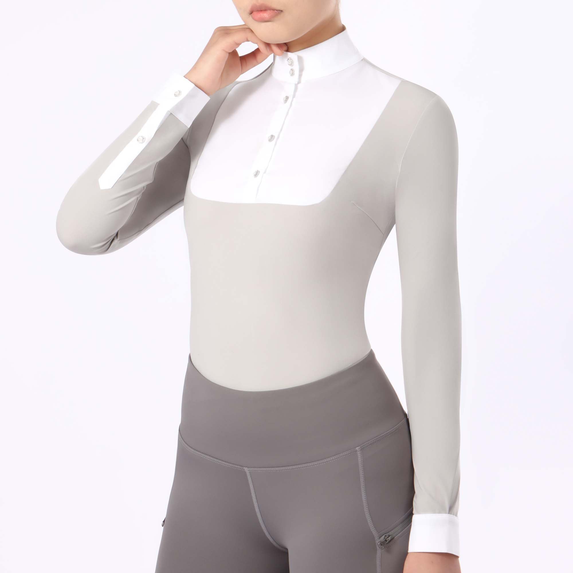 Harrison Howard Damen Reittop Langarm Reittop Show Shirt Patchwork Design