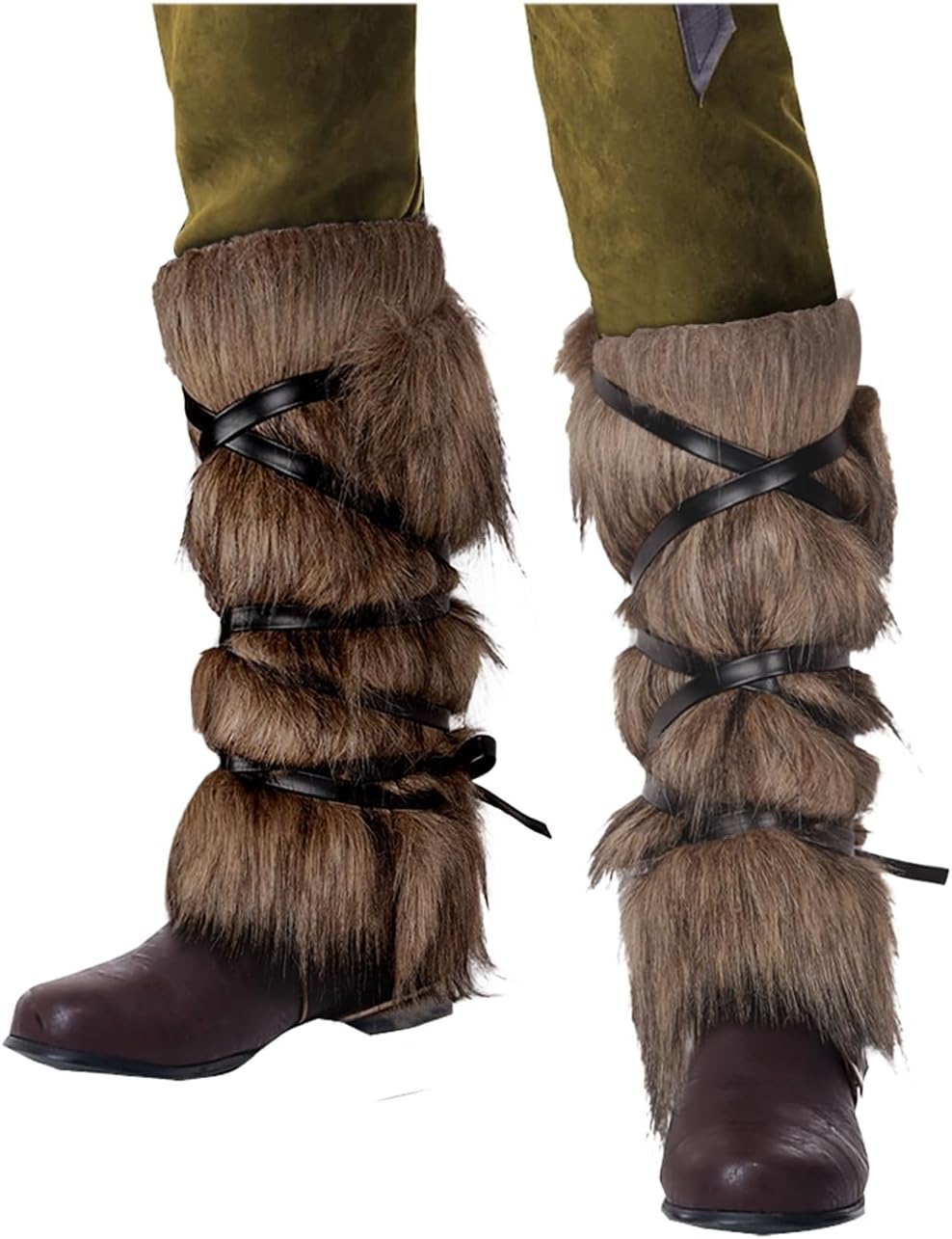 Viking Fur Boots Covers Barbarian Fur Leg Warmers - Women Men Medieval Cosplay Accessories