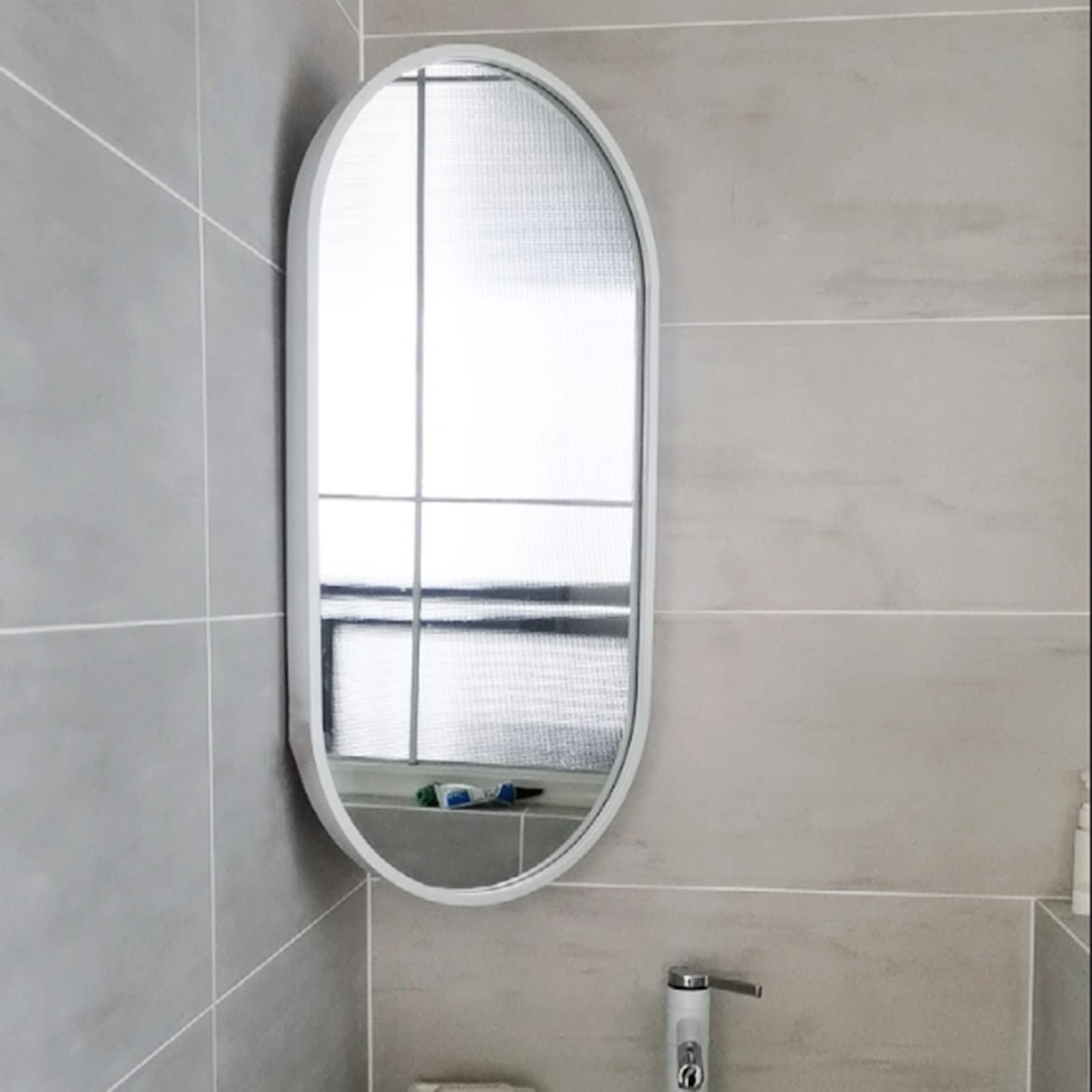 BKSXSOP Swivel Corner Wall Mirror - Oval Decorative Bathroom with Aluminum Frame, HD Explosion Proof, 30X50cm, 35X60cm, 40X80cm, 40X90cm, Makeup in Black, Gold, White