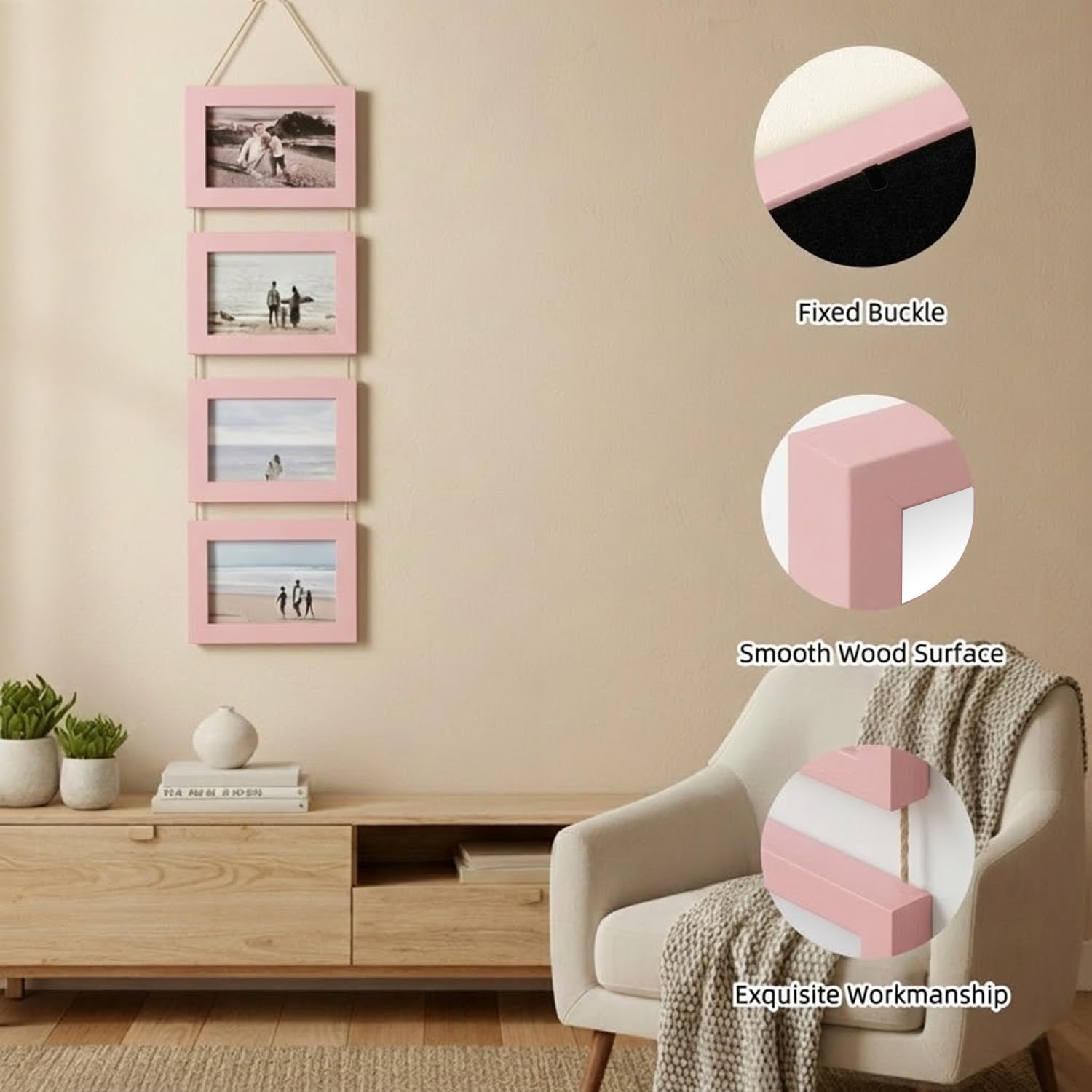 4-in-1 Sonogram Picture Frame, Display Pregnancy Keepsake Album for Pregnancy Announcements, Gender Reveal, and Newborn Photos, Perfect Gender-Neutral Nursery Decor, First Time Mom Gift, Pink