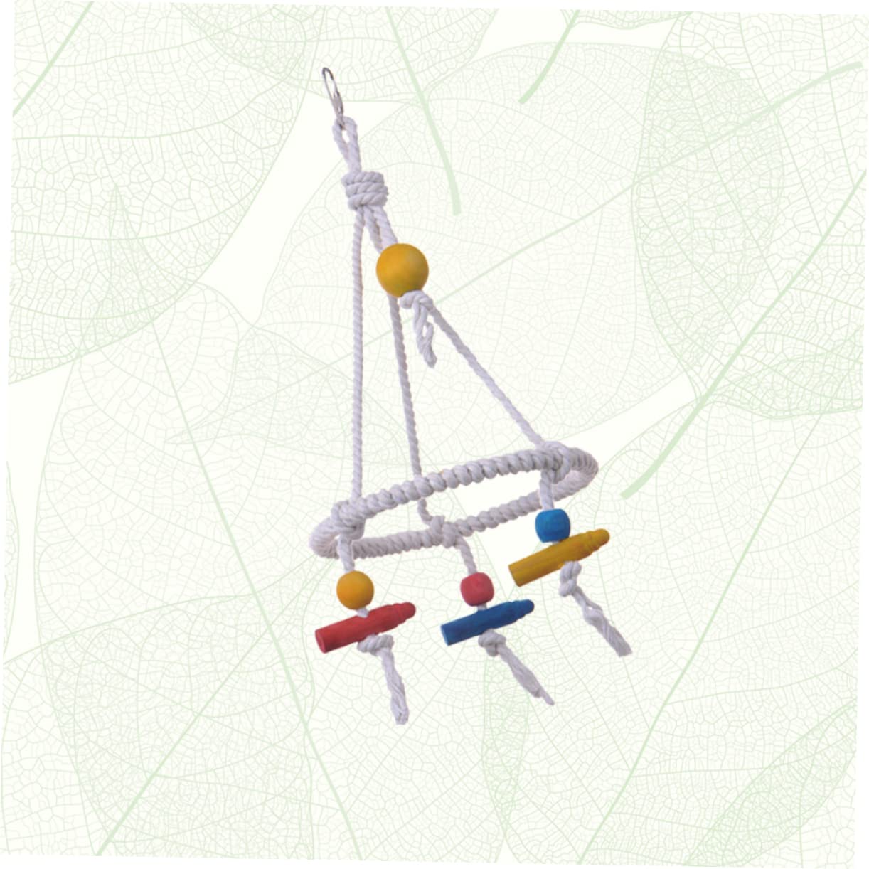 FRCOLOR 3 Piezas de Juguete Columpio para pájaros, Accesorios para jaulas de pájaros, Juguetes para Colgar, Columpio de Loro, Cuerda de pájaro, Juguetes de Madera, Cuerda de algodón, Molar