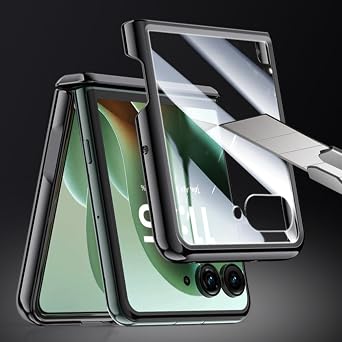 Case for Motorola Razr 60 Ultra, Stylish, Lightweight, Ultra-Thin and Transparent Case with Built-in Screen Protection, Rotating Finger Ring Holder (Gold,Razr Ultra 2025)