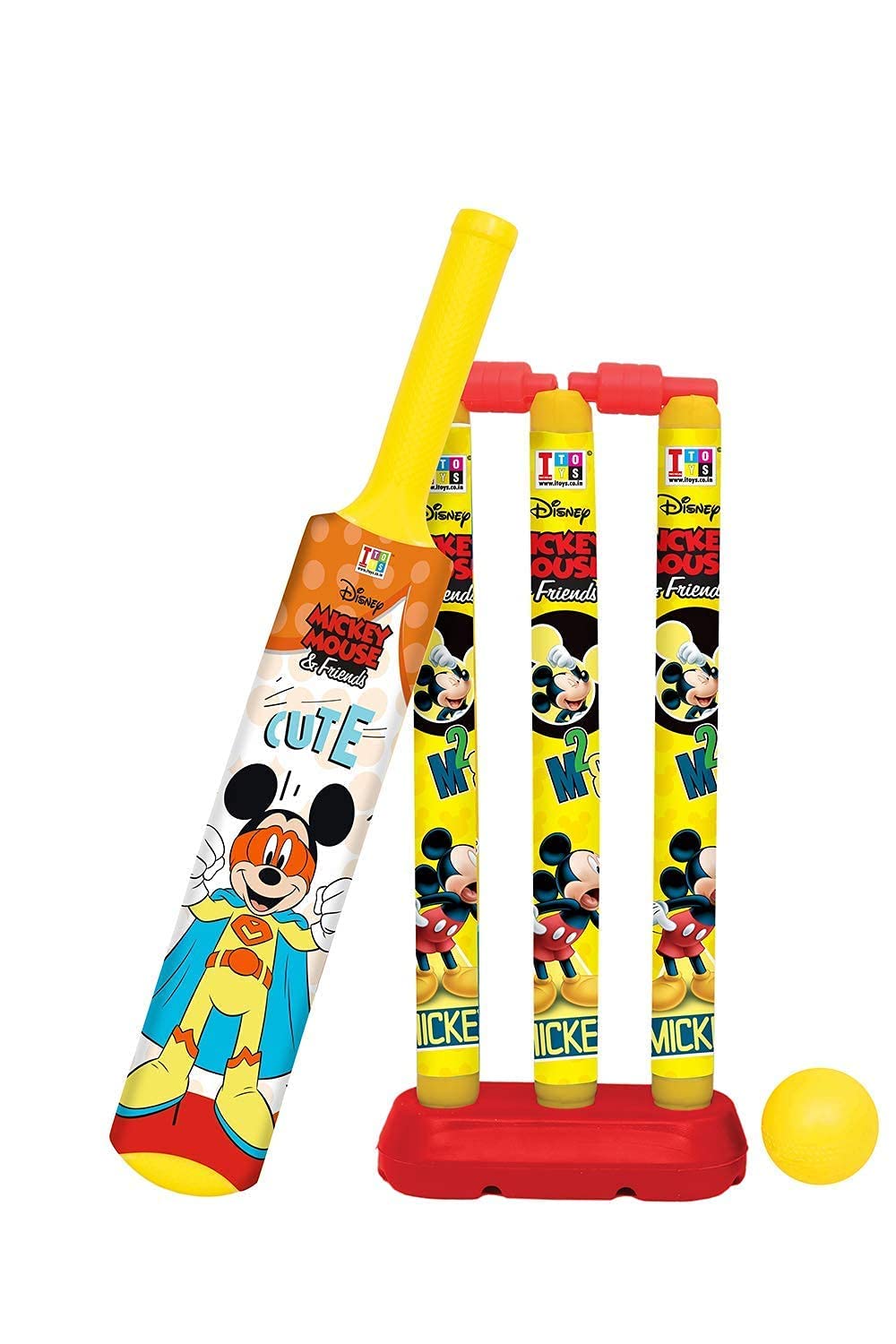 Cricket Kit Set for Kids 3 Stumps with 1 Bat,1 Ball,1 Base and 2 Bail for Playing Perfect Cricket Combo Set (18 INCH Plastic Cricket KIT, Mickey Mouse Theme)-image-40