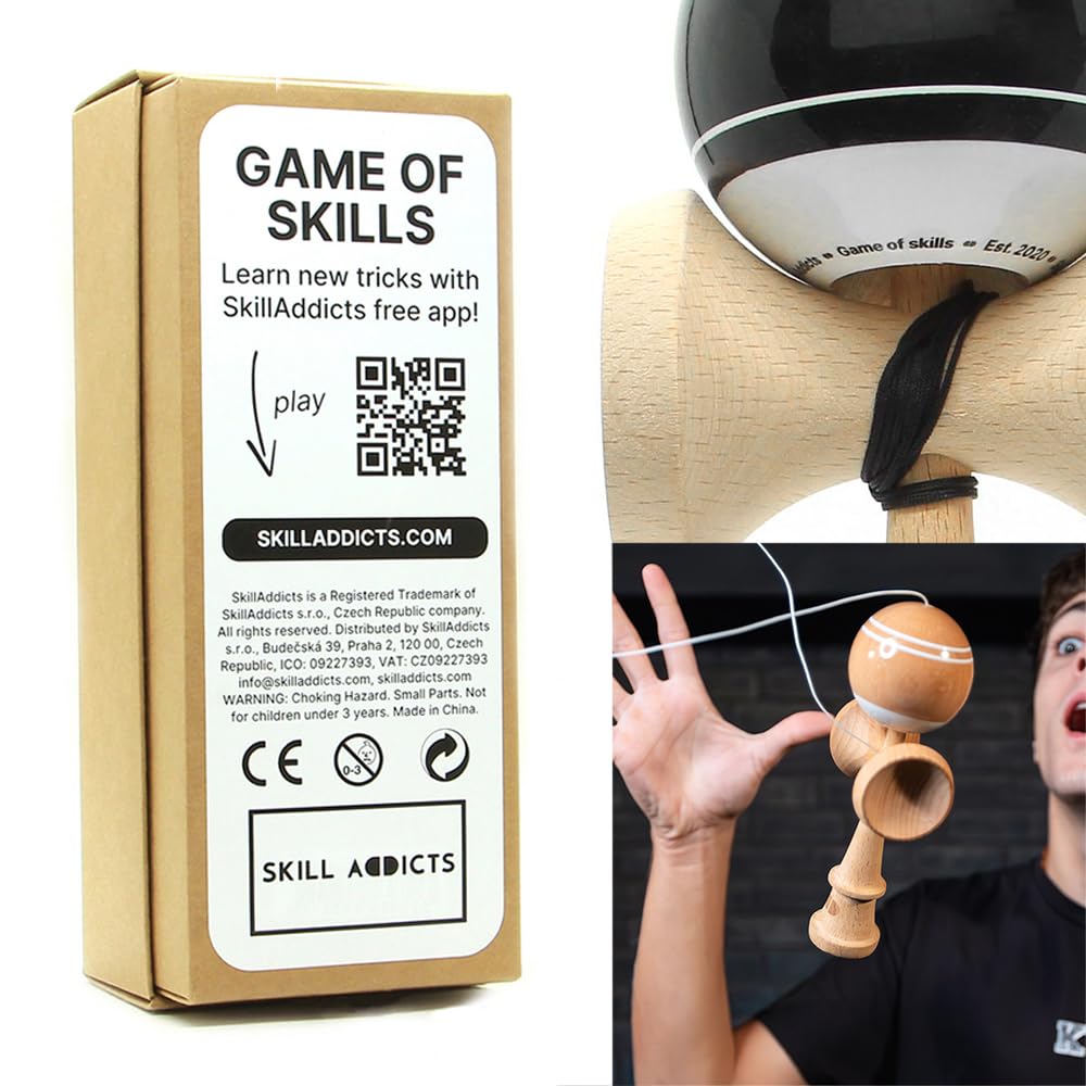 Kendama - Kendama, de madera moderna, original para trucos, para niños y adultos, color negro