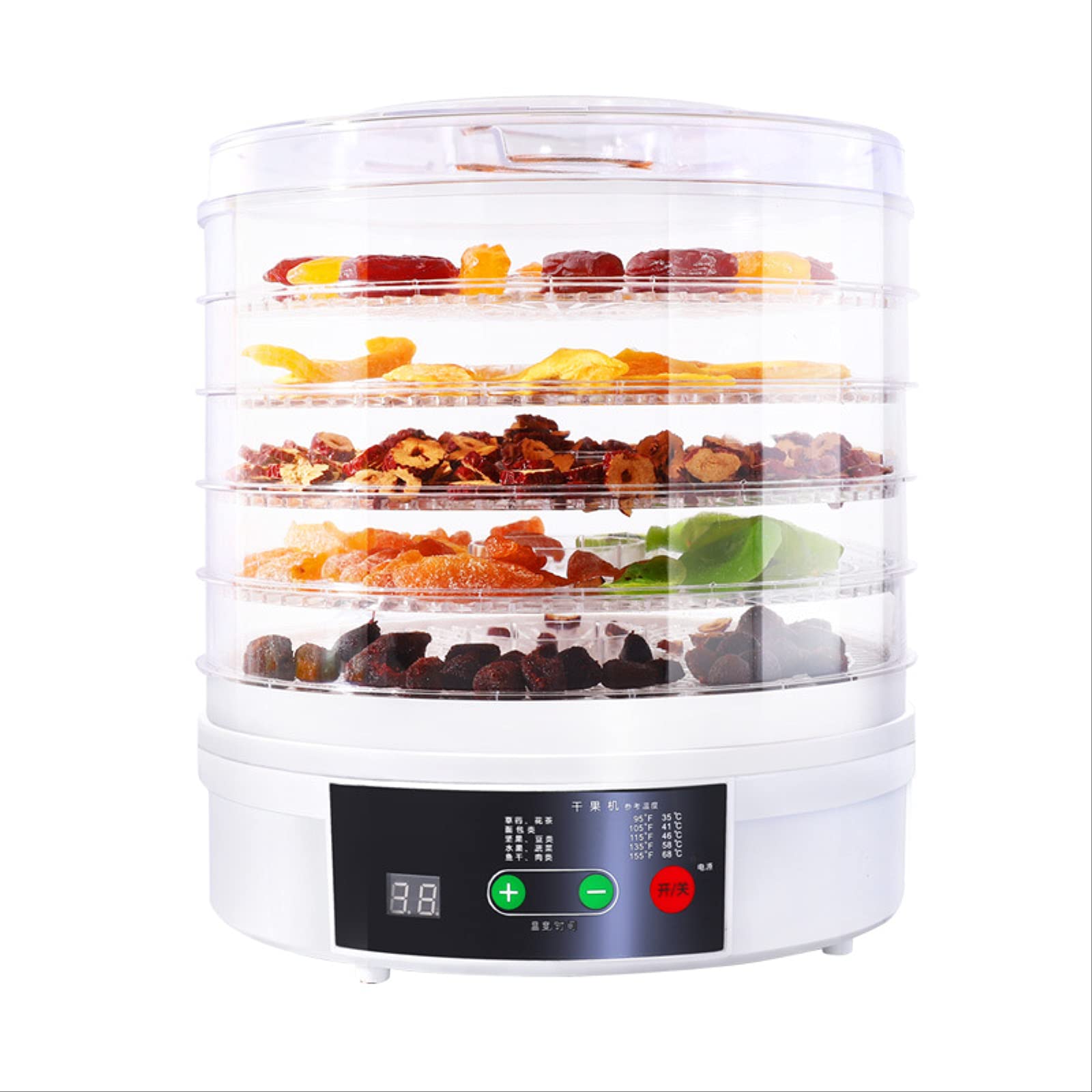 Essiccatore Elettrico Per Frutta E Verdura 350w, Con Display Digitale Della Temperatura, Essiccatore Per Frutta In Vassoio 5 Strati, Essiccatore Per Alimenti E Carne, 30x26,5x26,5cm