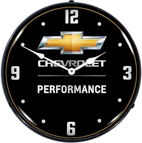 Chevrolet Performance Reloj de pared LED, RetroVintage, iluminado, 14 pulgadas