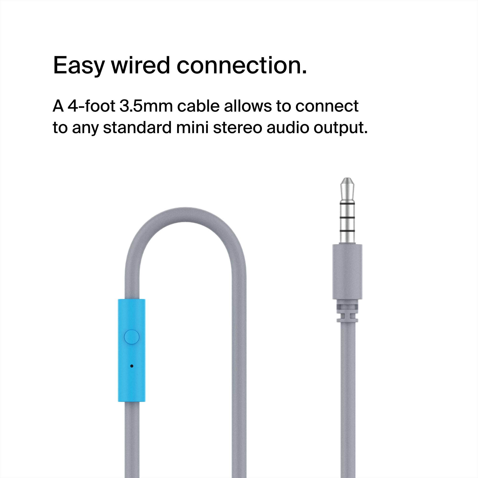 Belkin SoundForm Mini przewodowe słuchawki nauszne dla dzieci, słuchawki dla dzieci z mikrofonem liniowym do nauki zdalnej, szkoły, podróży, grania, do urządzeń zgodnych z gniazdem 3,5 mm niebieskie