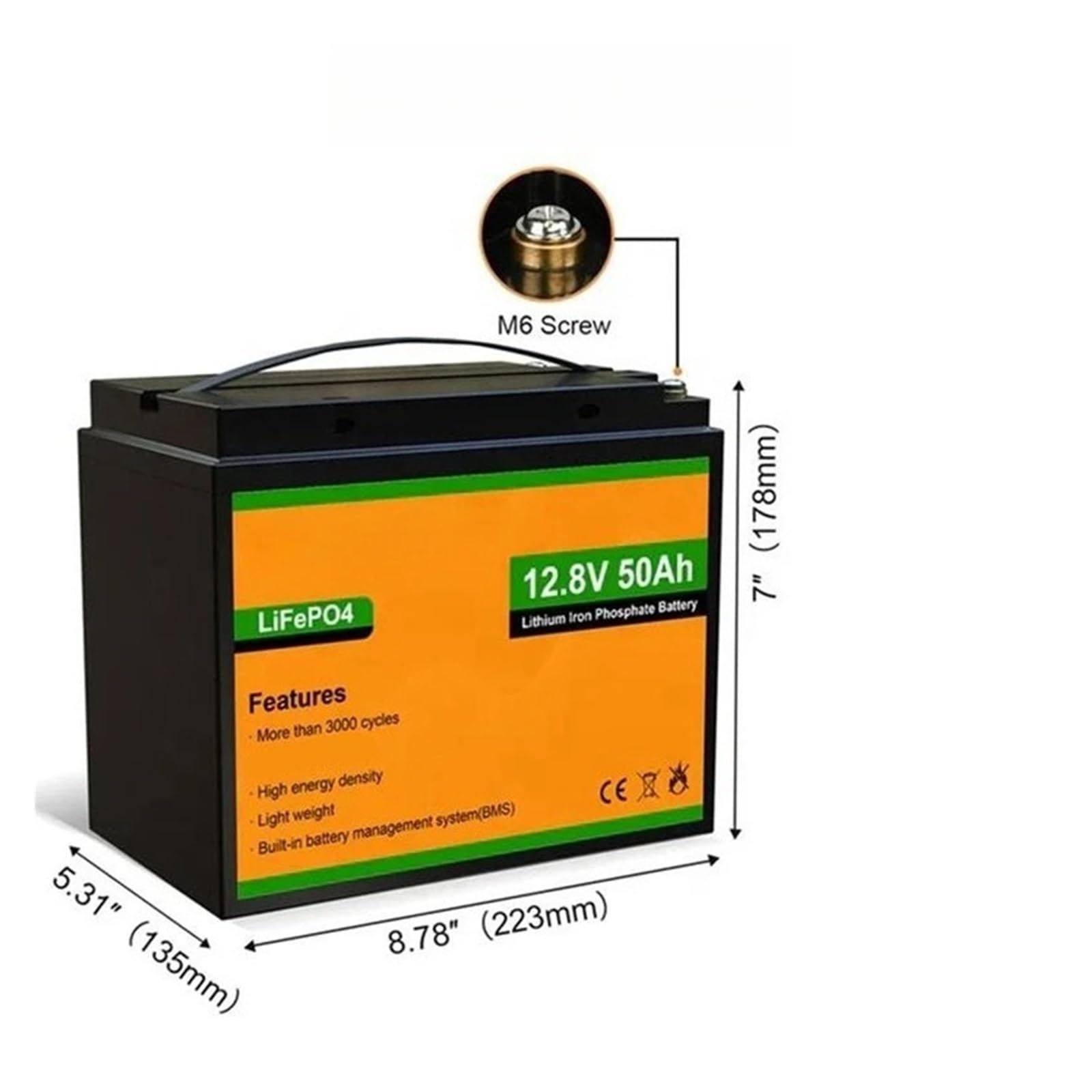 Batteria Al Litio Ferro Fosfato Con Accumulo Di Energia Solare Da 12,8 V 50 Ah
