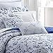 Laura Ashley - Twin Duvet Cover Set, Reversible Cotton Bedding with Matching Sham, Home Decor for All Seasons (Charlotte Blue, Twin)