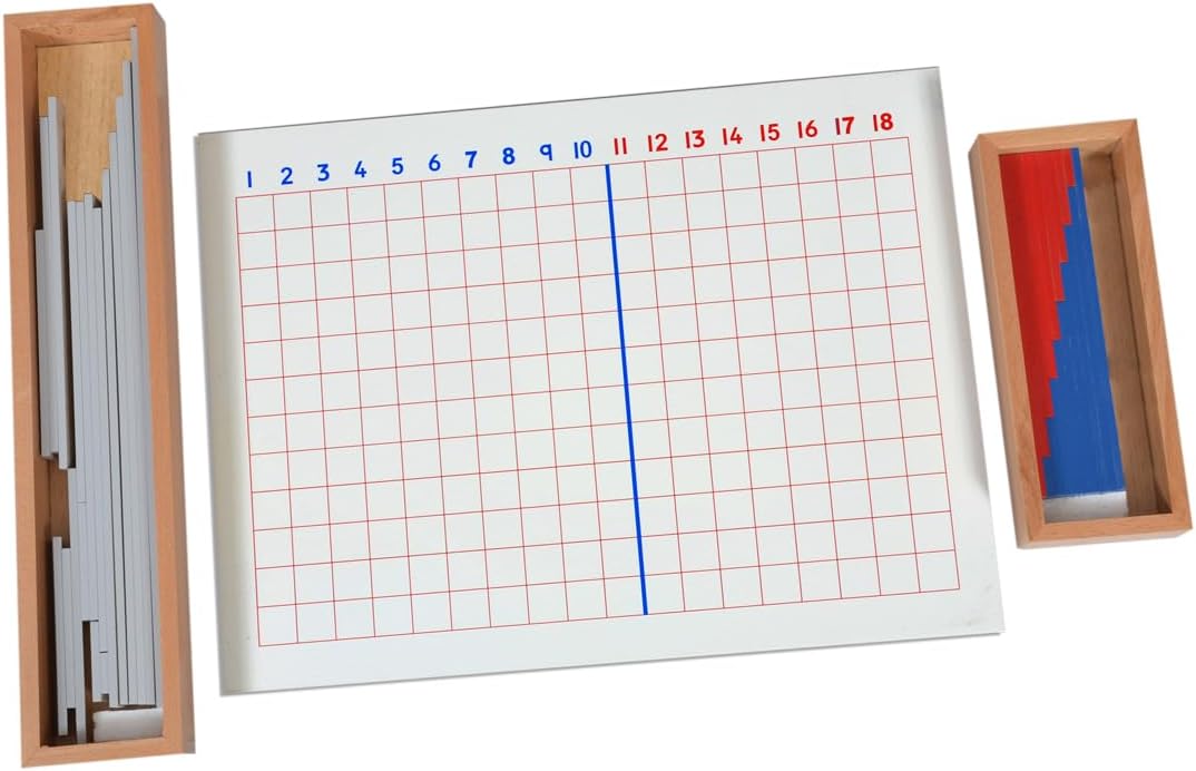 Kidken Montessori Subtraction Board Wooden Teaching Aids- (Buy Subtraction Strip Board Get Worksheet Free) - Learn Unit Subtraction - Montessori Toy to Teach Subtraction for 4+ Year Kids