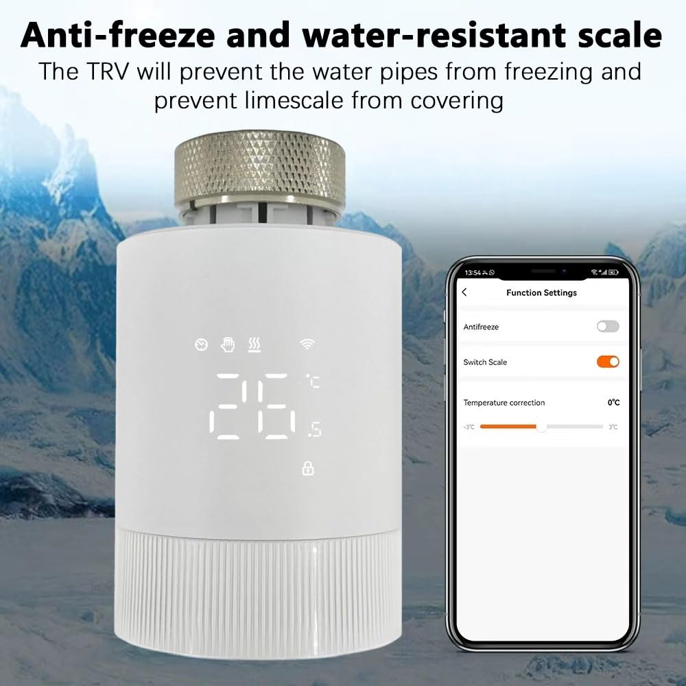 TR-M3Z-WIFI Valvola di controllo della temperatura WiFi add-on compatibile con Alexa, Siri e Google Assistant per il controllo delle app di riscaldamento e spazi singoli digitali