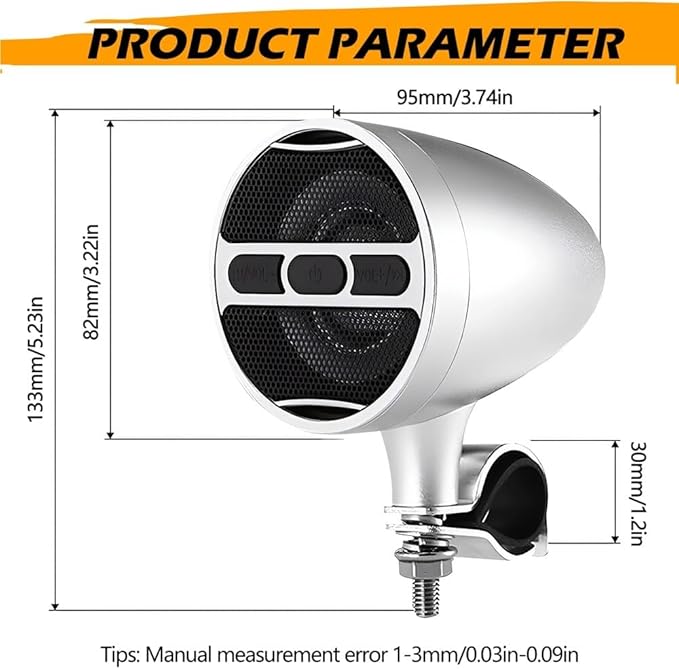 Altavoz para manillar de moto, plateado, resistente al agua miniatura 6